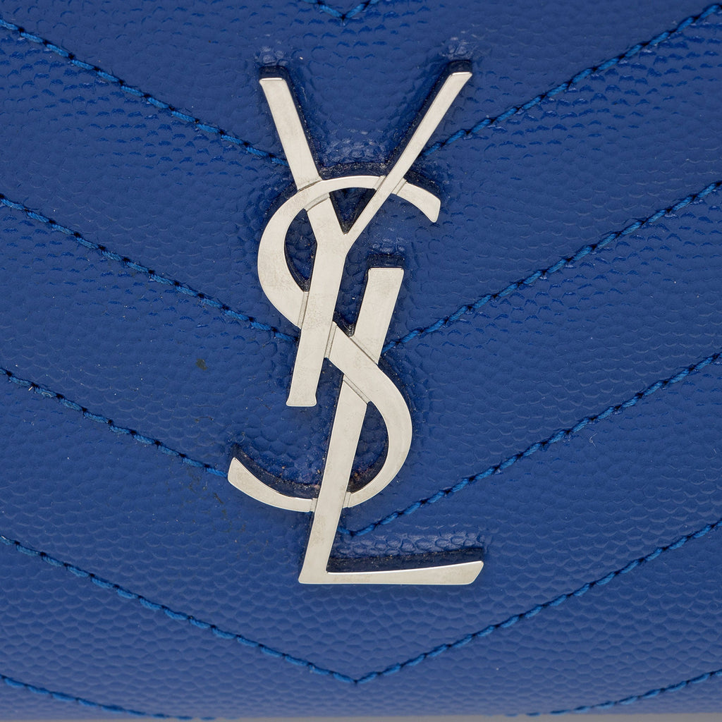 Saint Laurent Matelasse Grain de Poudre Monogram Compact Zip Around Wallet (SHF-haBtSP)