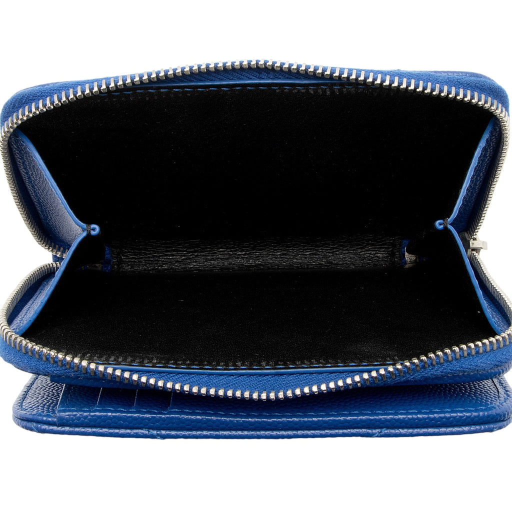 Saint Laurent Matelasse Grain de Poudre Monogram Compact Zip Around Wallet (SHF-haBtSP)
