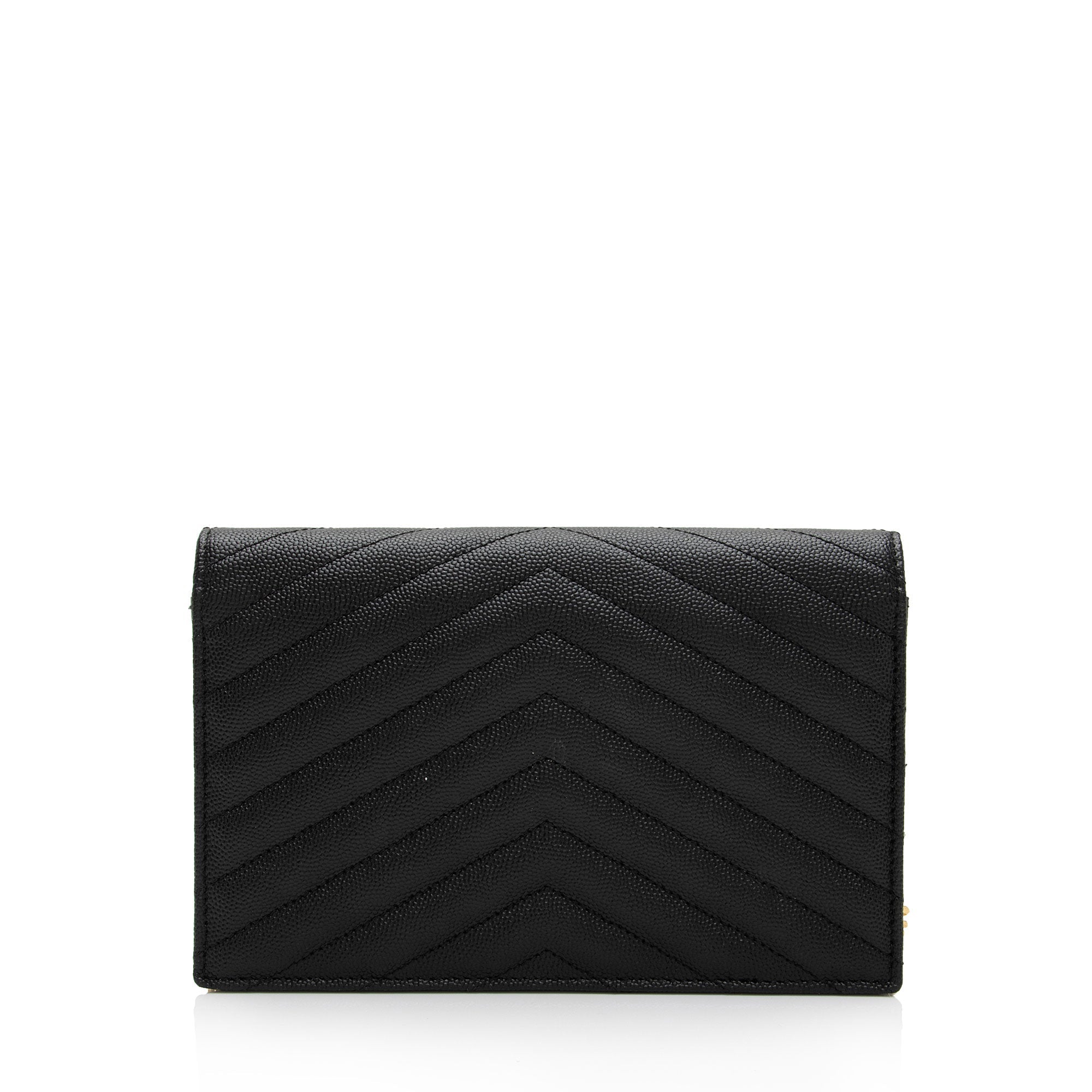 Saint Laurent Matelasse Grain de Poudre Monogram Envelope Chain Wallet (SHF-qb9r0n)