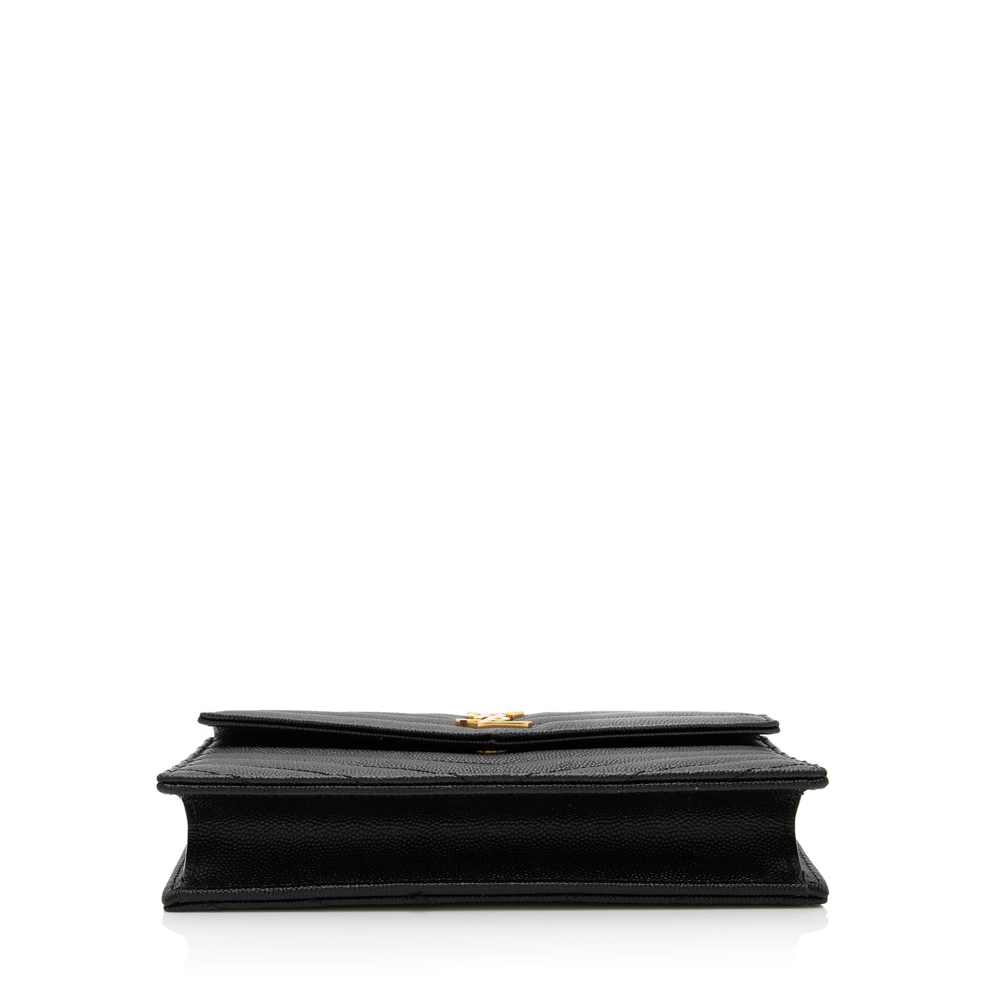 Saint Laurent Matelasse Grain de Poudre Monogram Envelope Chain Wallet (SHF-qb9r0n)