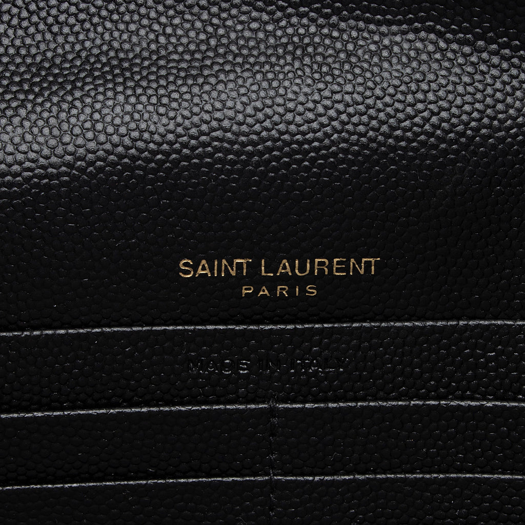Saint Laurent Matelasse Grain de Poudre Monogram Envelope Chain Wallet (SHF-qb9r0n)