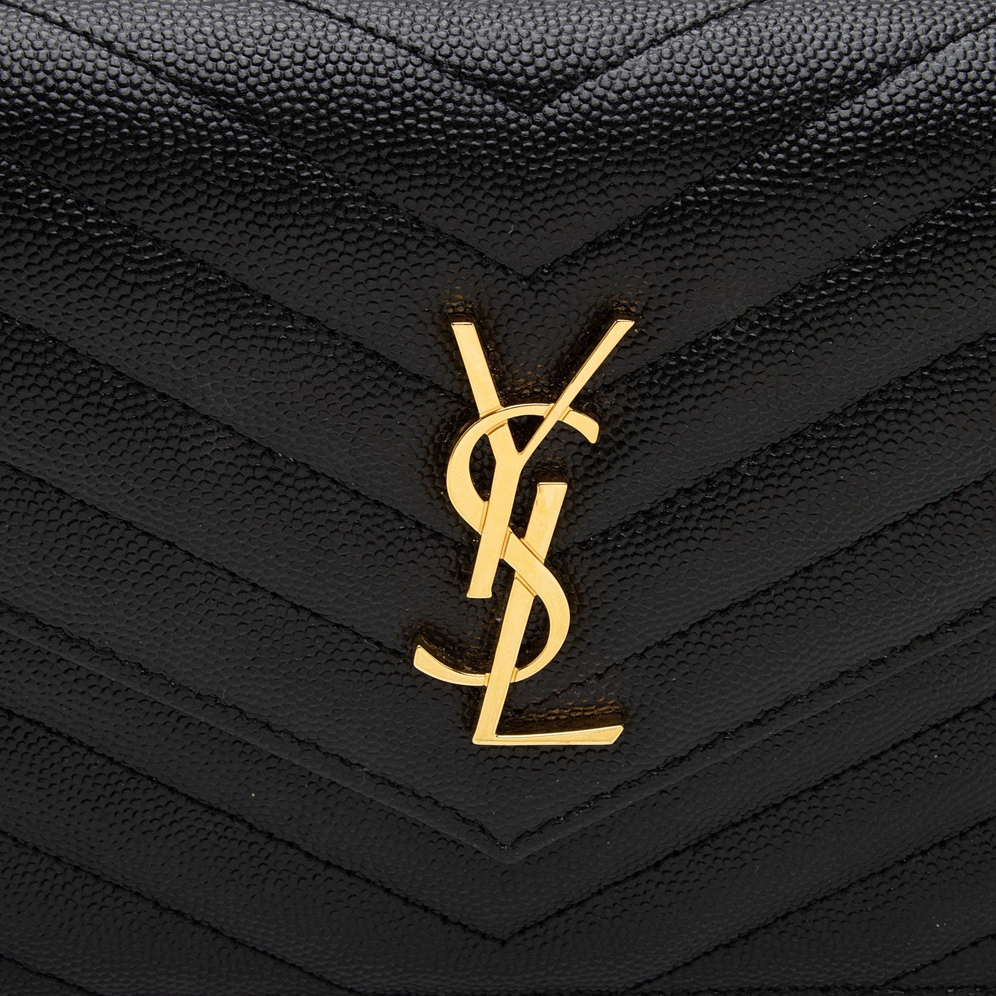 Saint Laurent Matelasse Grain de Poudre Monogram Envelope Chain Wallet (SHF-qb9r0n)