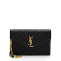 Saint Laurent Matelasse Grain de Poudre Monogram Envelope Chain Wallet (SHF-qb9r0n)