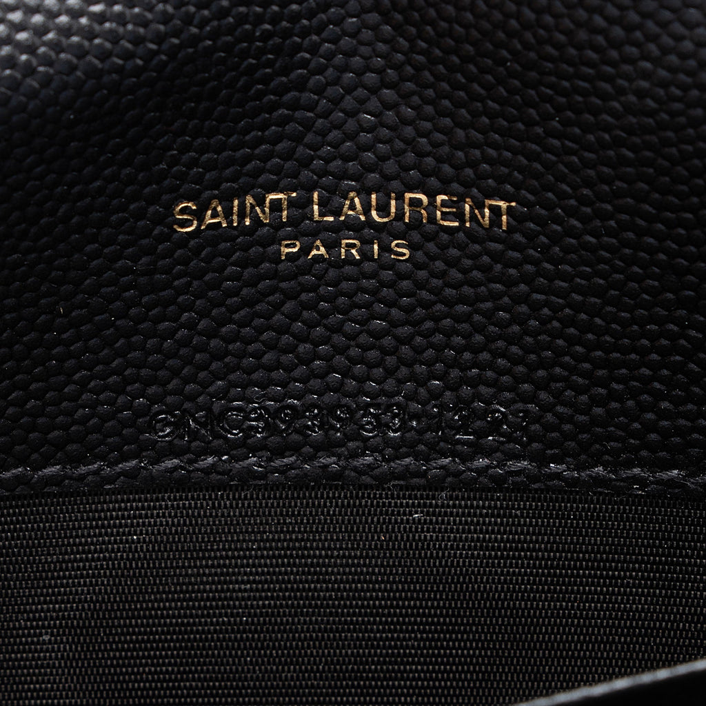 Saint Laurent Matelasse Grain de Poudre Monogram Envelope Chain Wallet (SHF-qb9r0n)