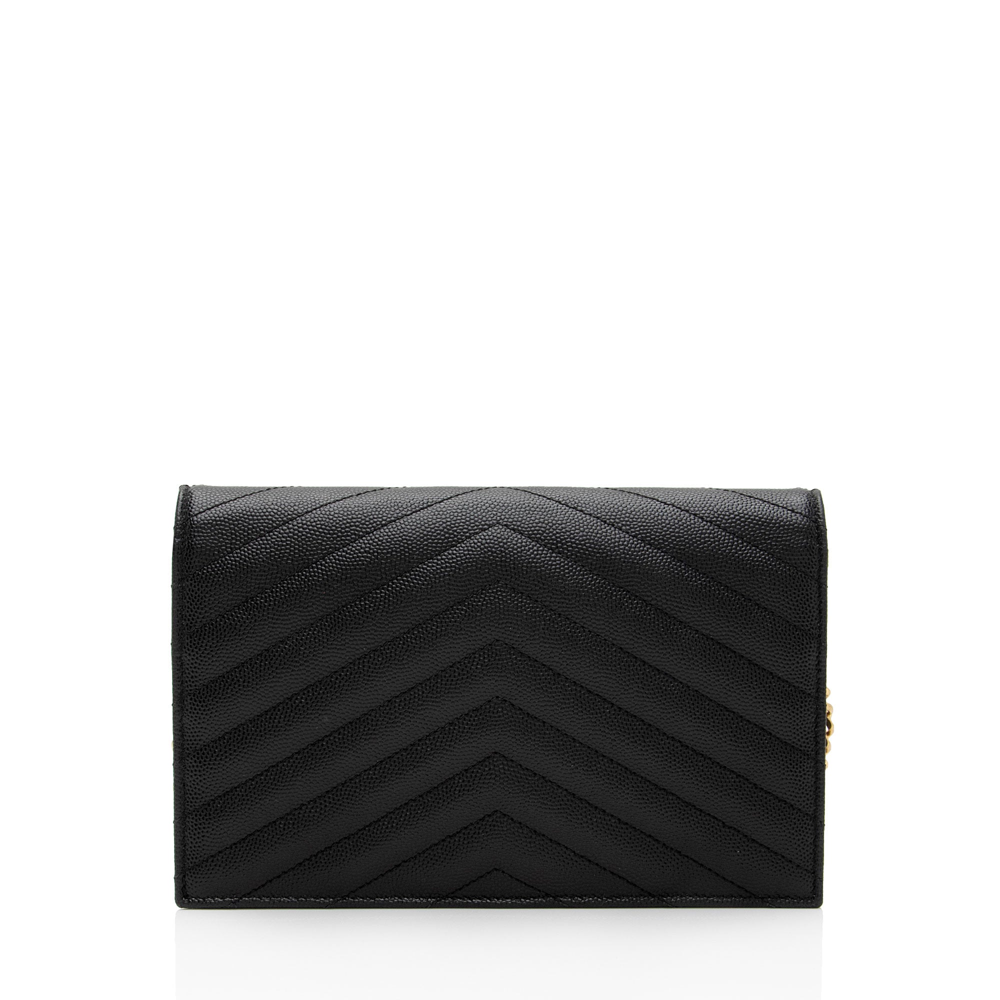 Saint Laurent Matelasse Grain de Poudre Monogram Envelope Chain Wallet (SHF-bXElvR)