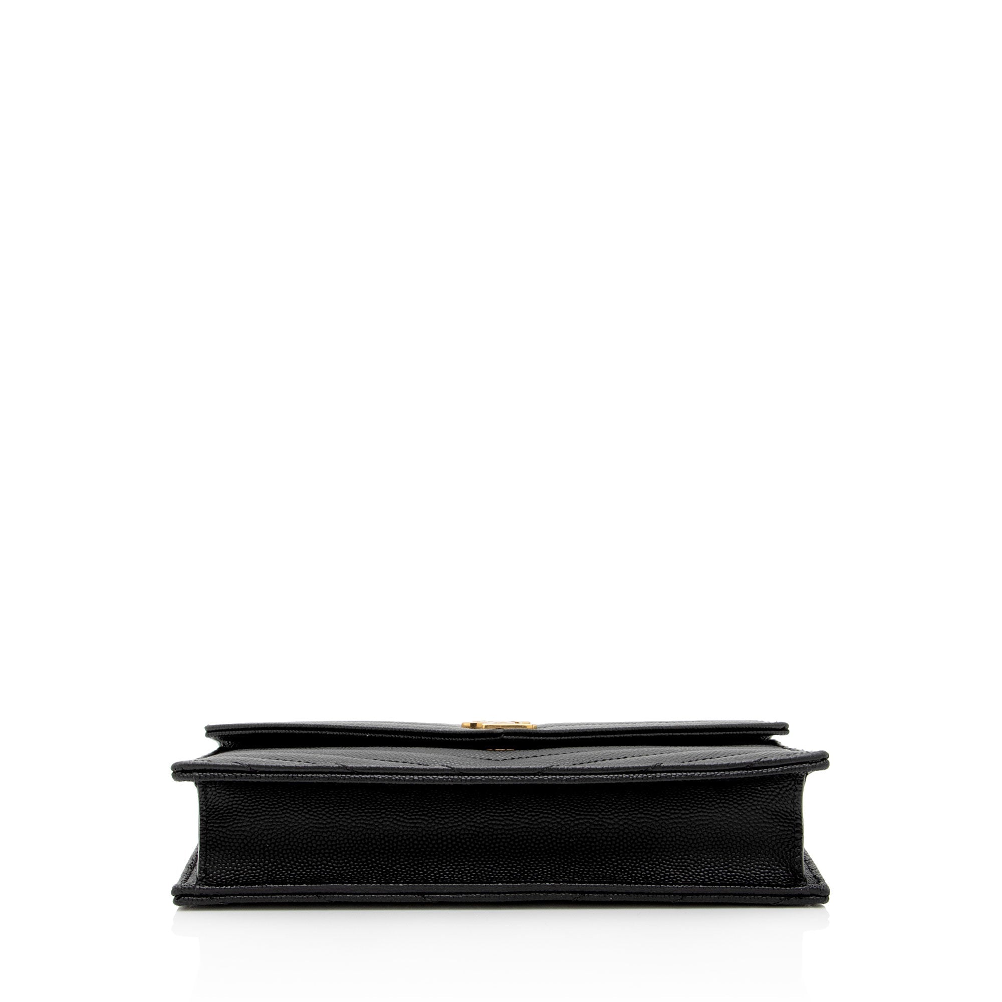 Saint Laurent Matelasse Grain de Poudre Monogram Envelope Chain Wallet (SHF-bXElvR)