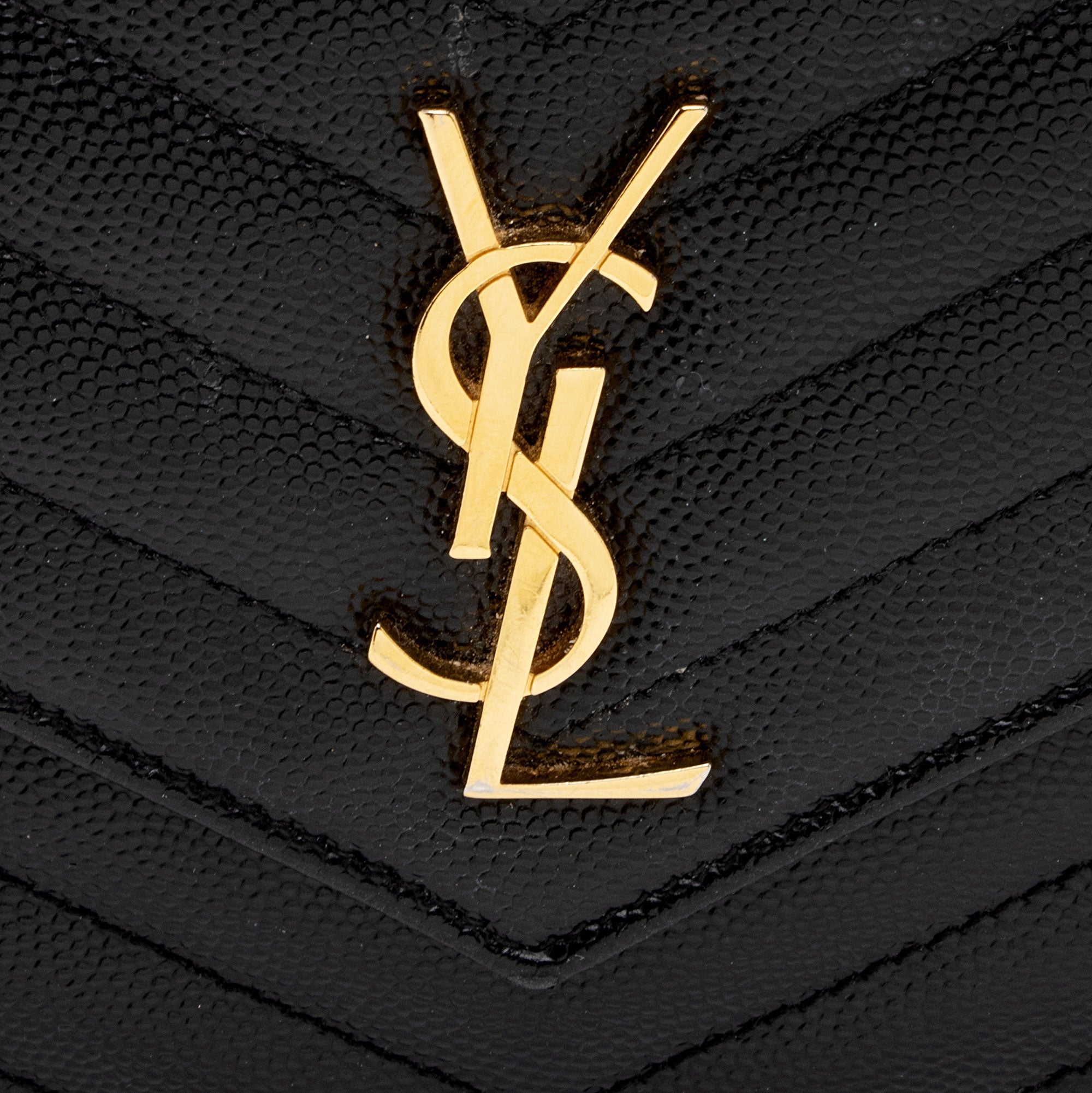 Saint Laurent Matelasse Grain de Poudre Monogram Envelope Chain Wallet (SHF-bXElvR)