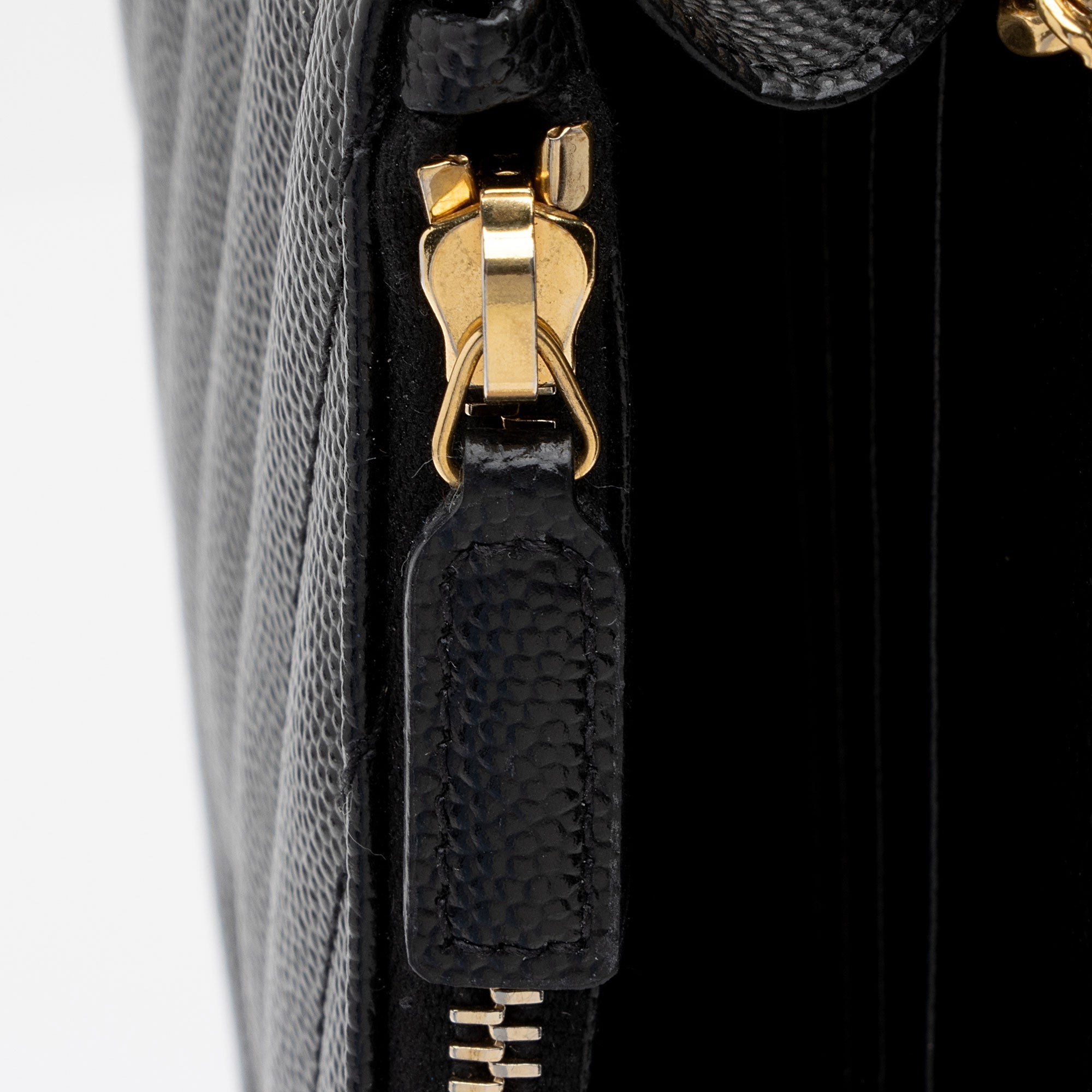 Saint Laurent Matelasse Grain de Poudre Monogram Envelope Chain Wallet (SHF-bXElvR)