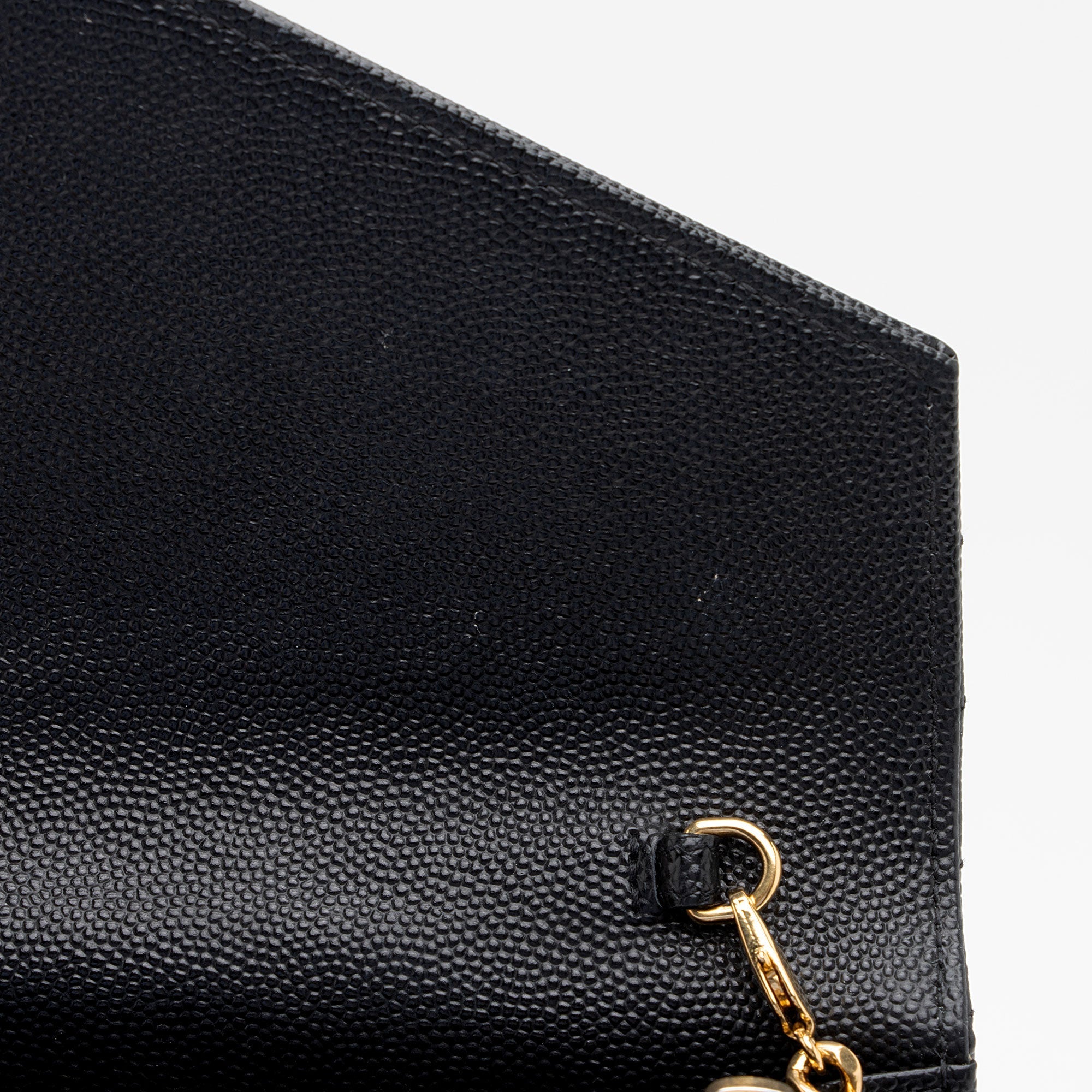Saint Laurent Matelasse Grain de Poudre Monogram Envelope Chain Wallet (SHF-bXElvR)