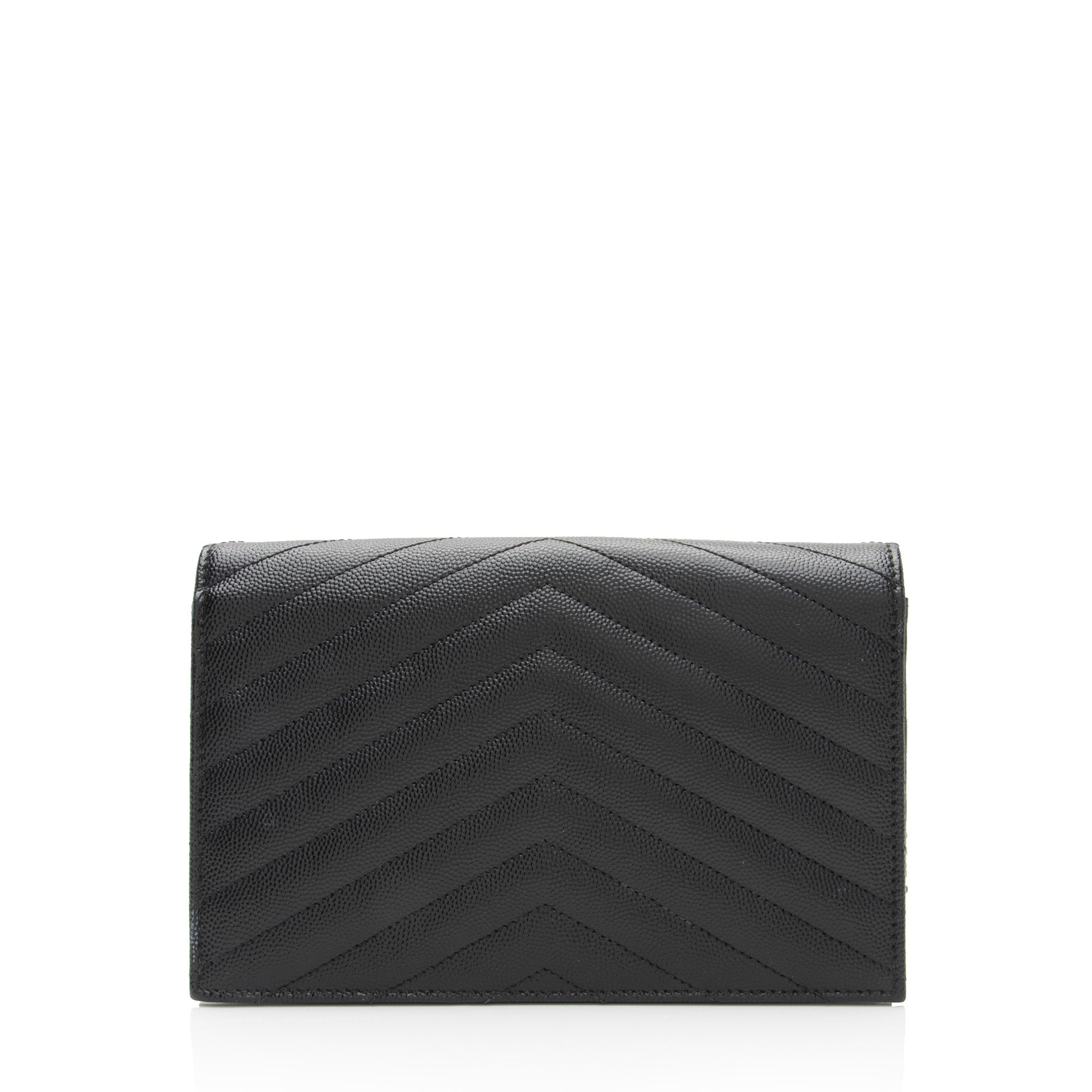 Saint Laurent Matelasse Grain de Poudre Monogram Envelope Chain Wallet (SHF-HfJfIb)