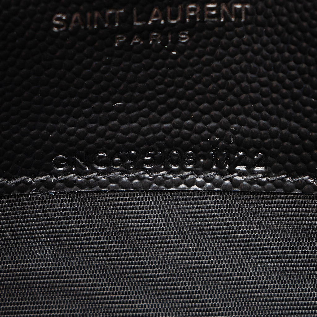 Saint Laurent Matelasse Grain de Poudre Monogram Envelope Chain Wallet (SHF-HfJfIb)