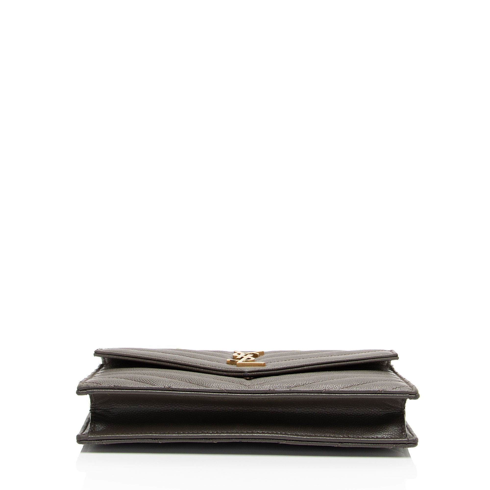 Saint Laurent Matelasse Grain de Poudre Monogram Envelope Chain Wallet (SHF-LtbB65)