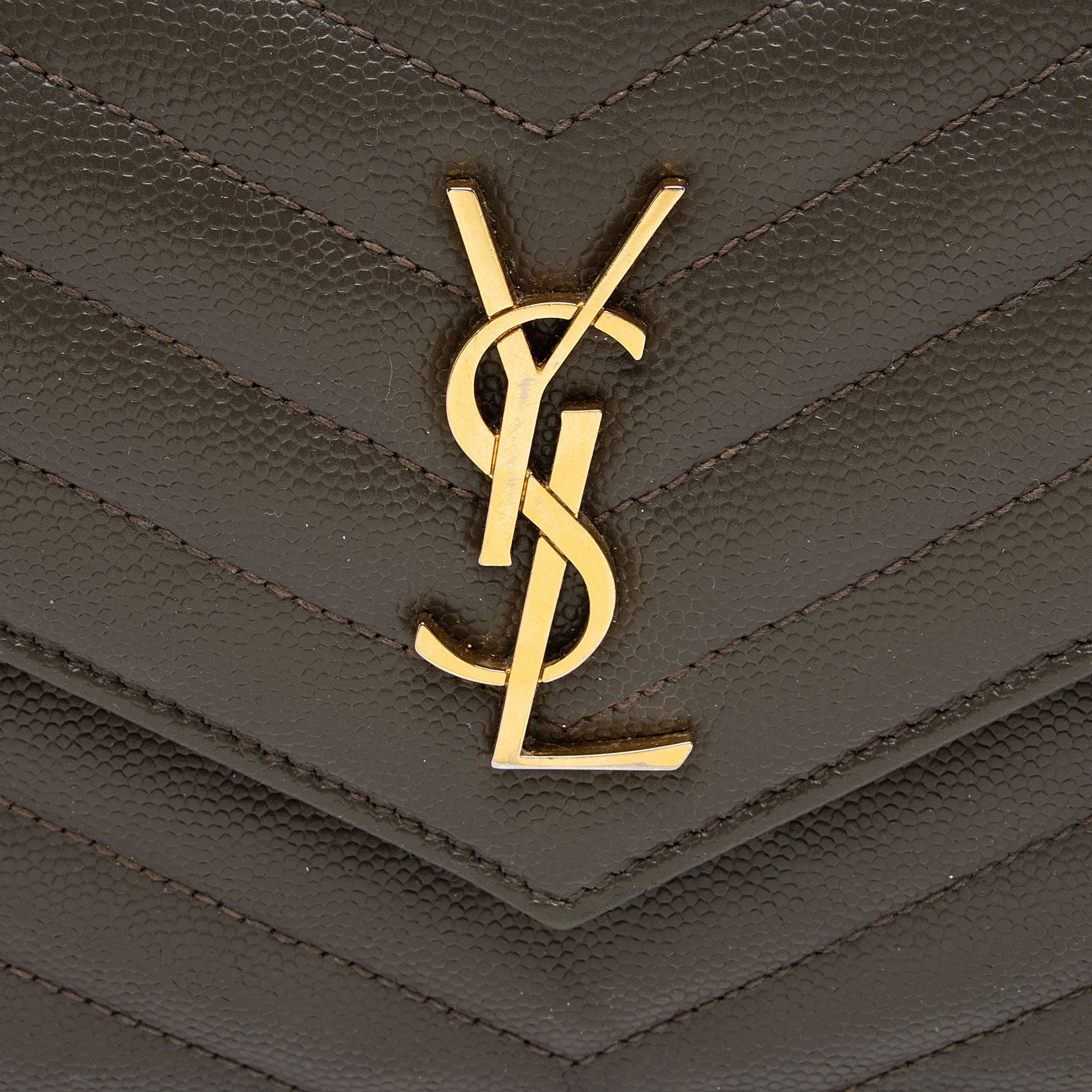 Saint Laurent Matelasse Grain de Poudre Monogram Envelope Chain Wallet (SHF-LtbB65)