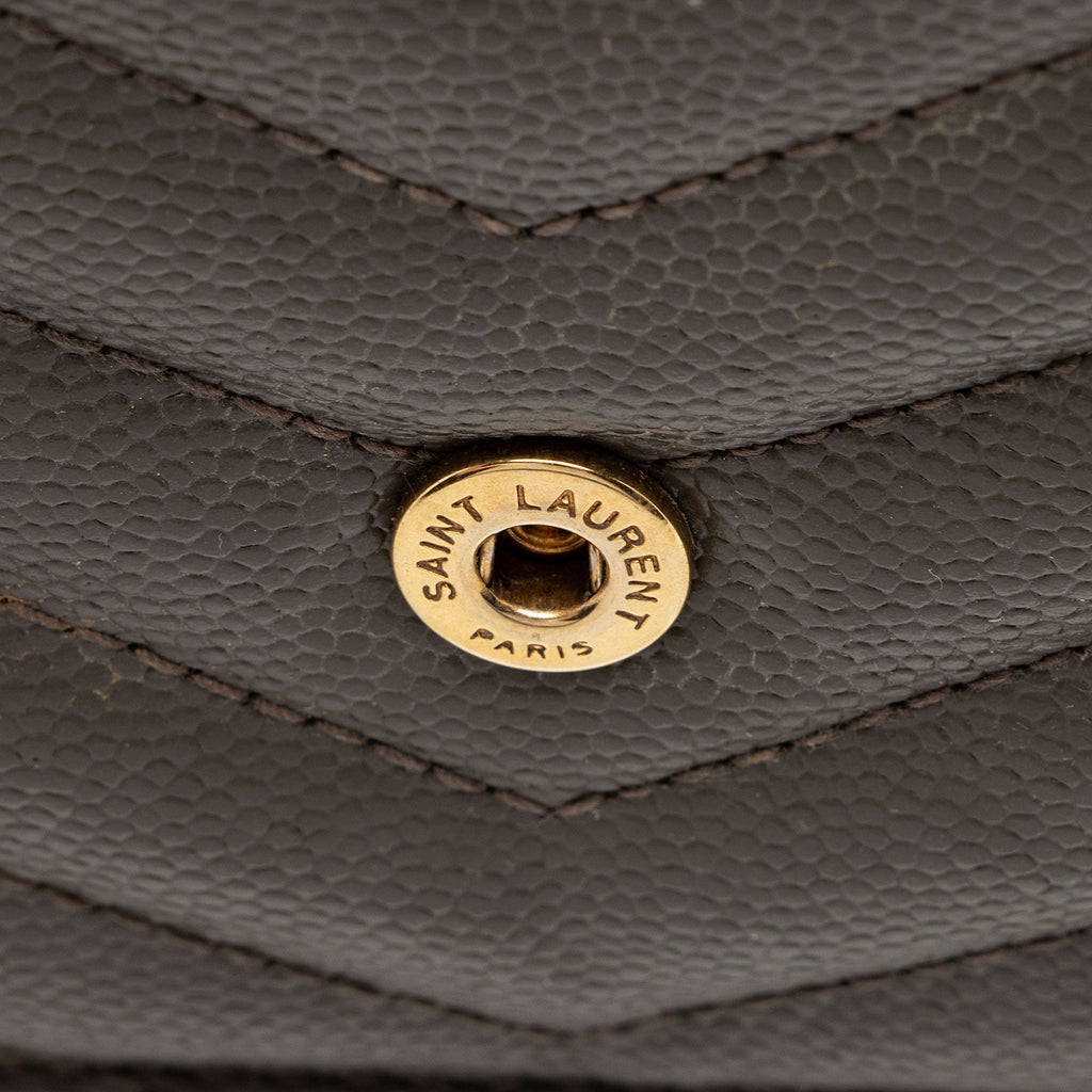 Saint Laurent Matelasse Grain de Poudre Monogram Envelope Chain Wallet (SHF-LtbB65)