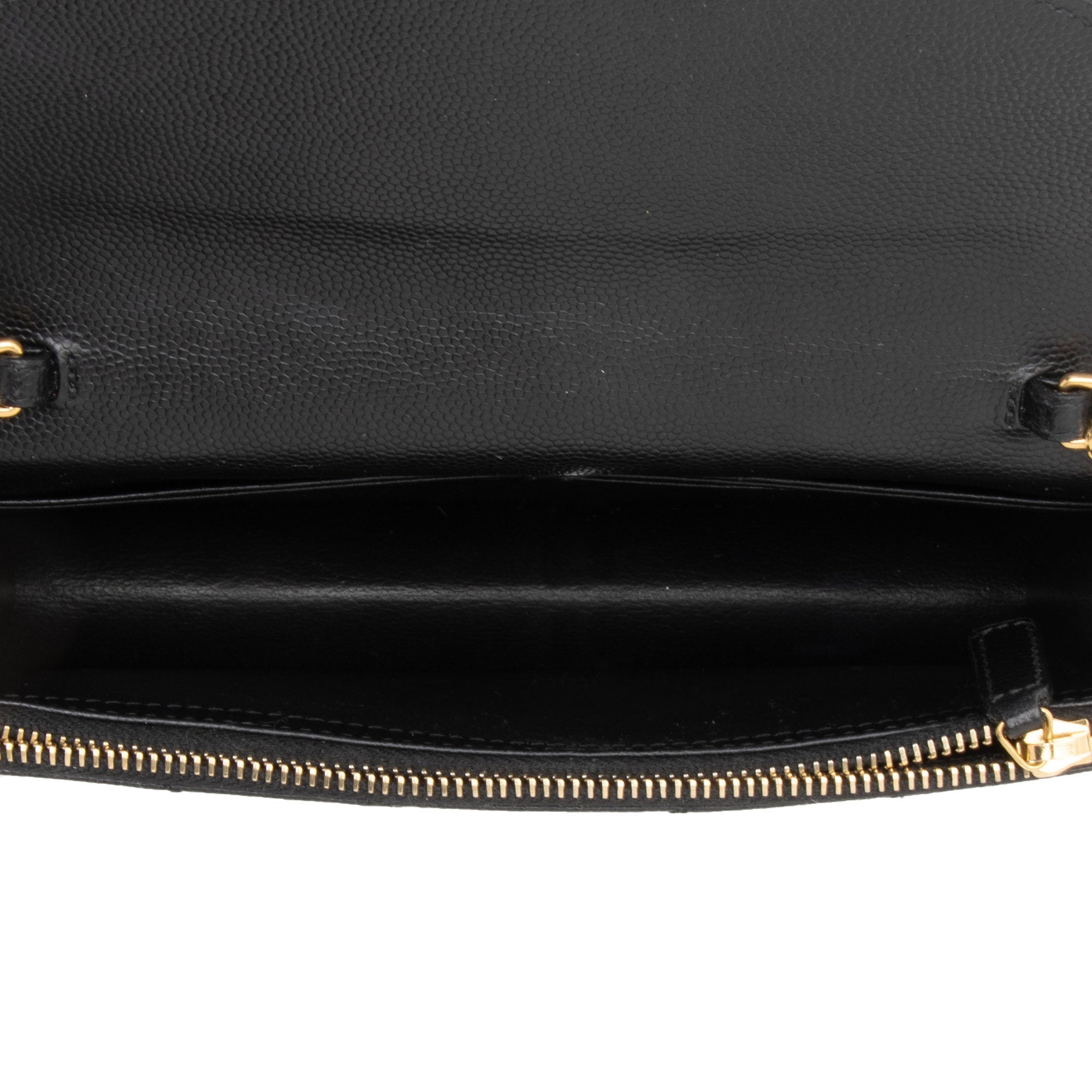 Saint Laurent Matelasse Grain de Poudre Monogram Envelope Chain Wallet (SHF-95fSun)