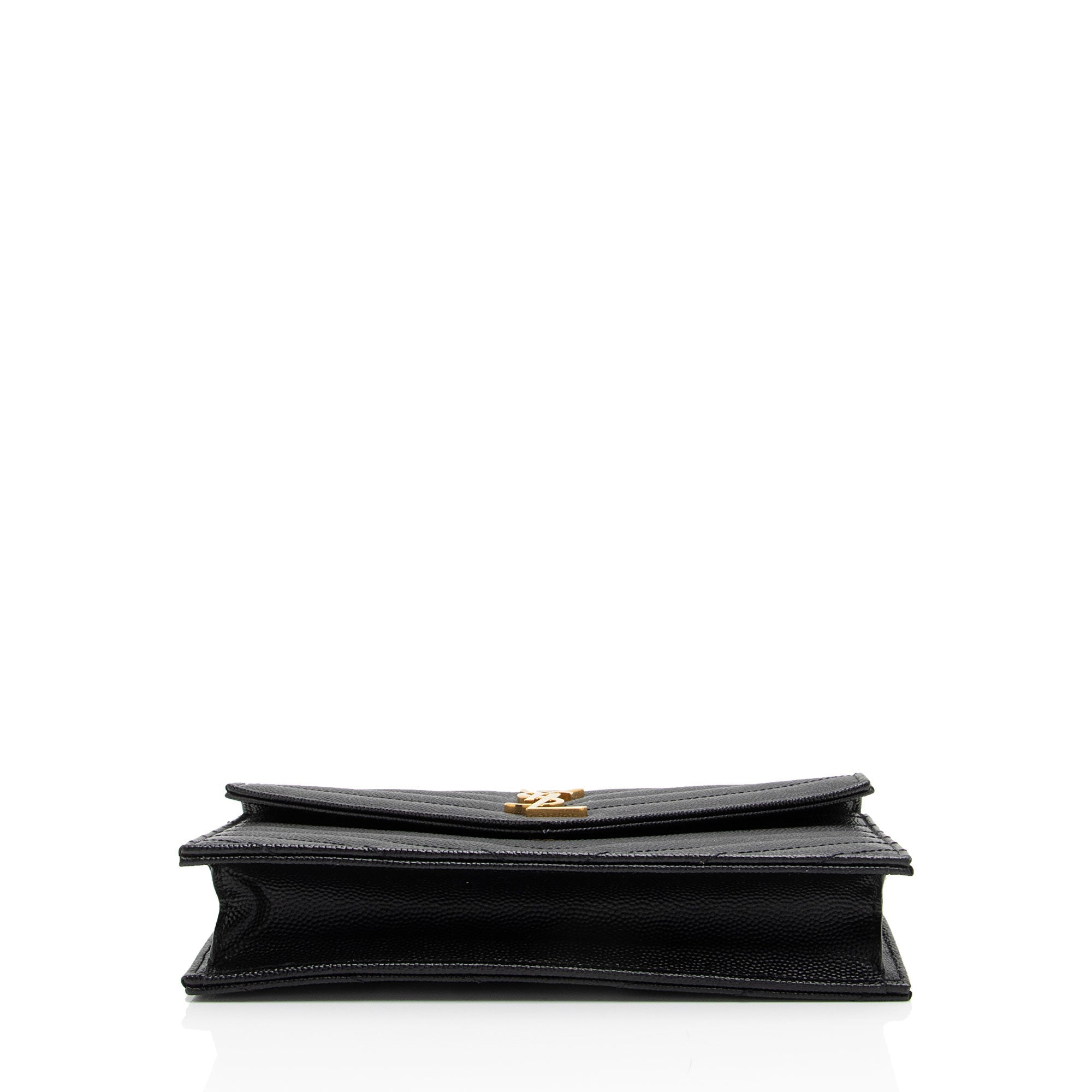 Saint Laurent Matelasse Grain de Poudre Monogram Envelope Chain Wallet (SHF-DR4kKW)