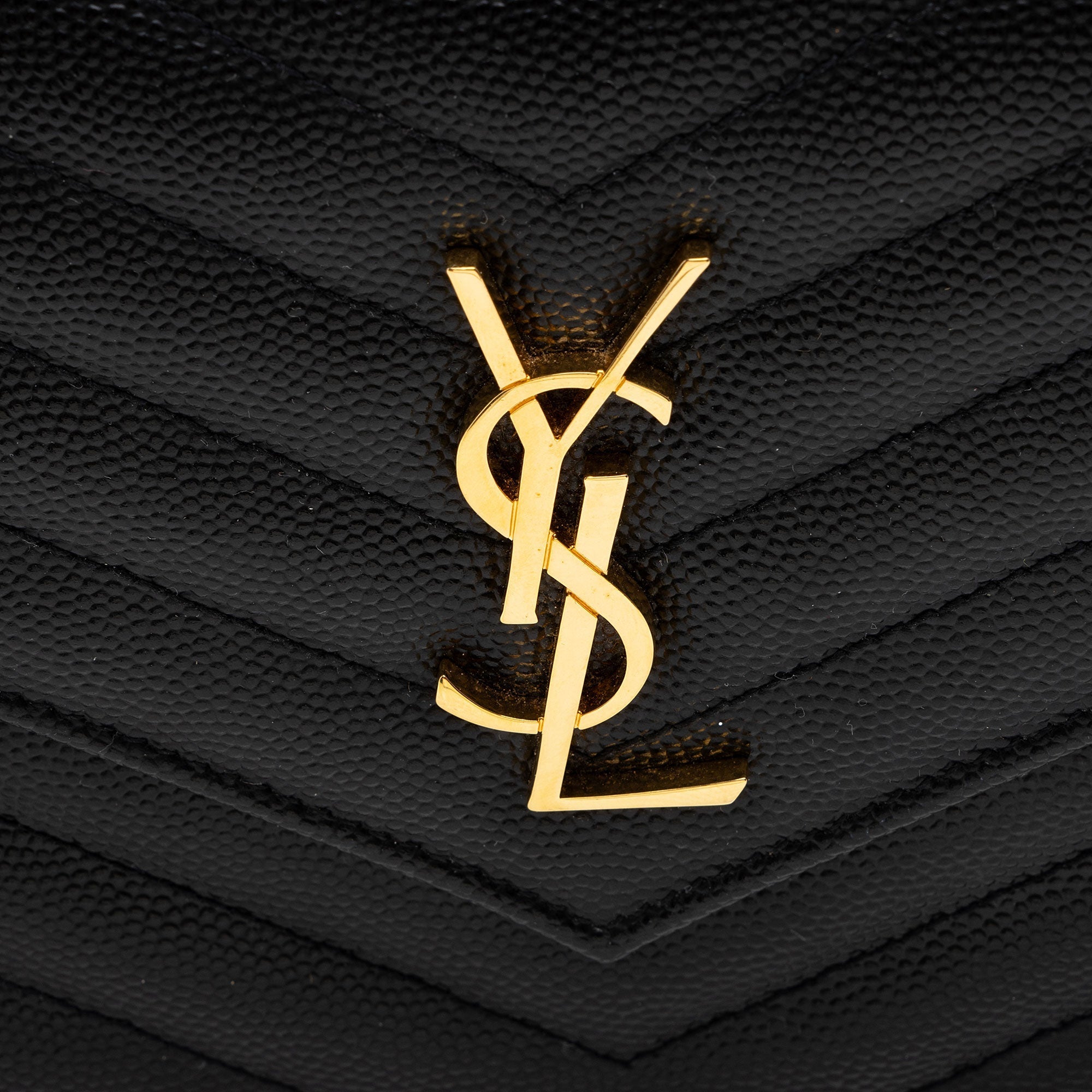 Saint Laurent Matelasse Grain de Poudre Monogram Envelope Chain Wallet (SHF-DR4kKW)