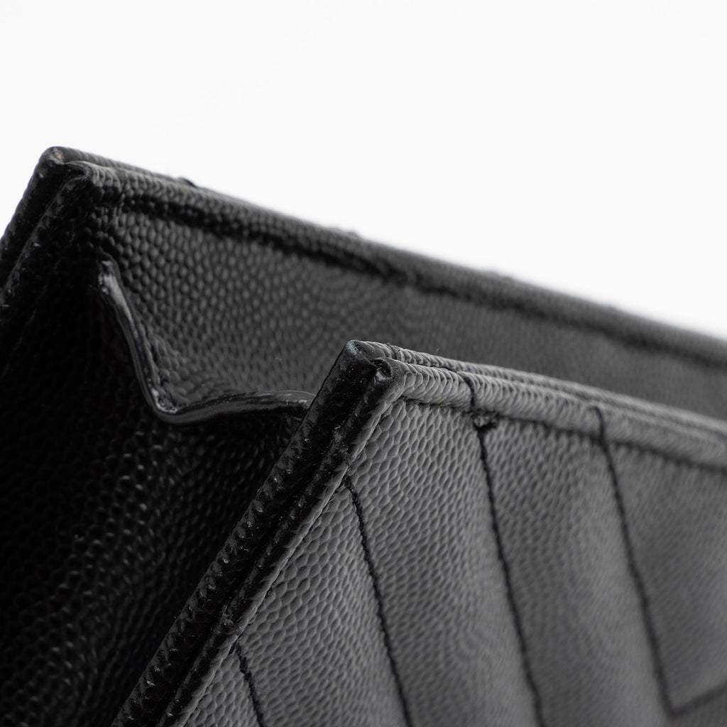 Saint Laurent Matelasse Grain de Poudre Monogram Envelope Chain Wallet (SHF-DR4kKW)