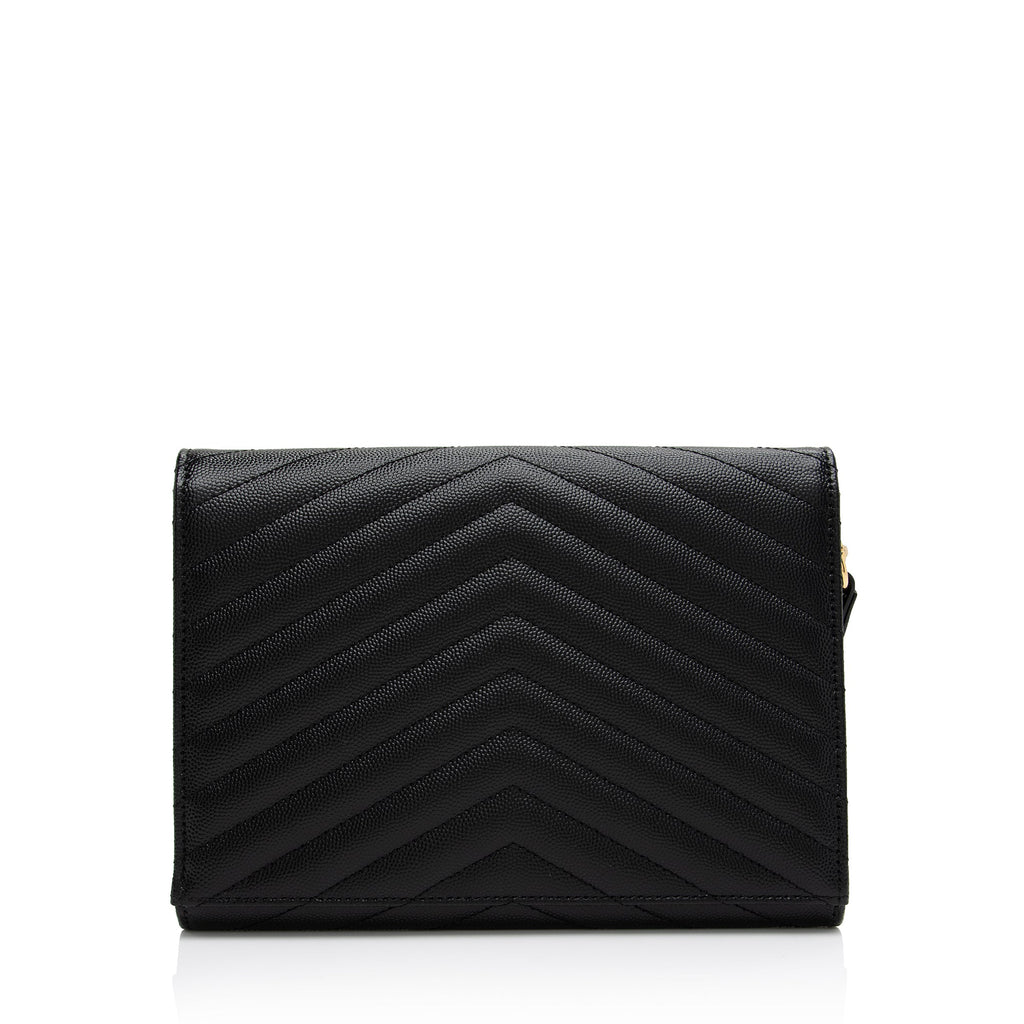 Saint Laurent Matelasse Grain de Poudre Monogram Envelope Pouch (SHF-nd3yFf)