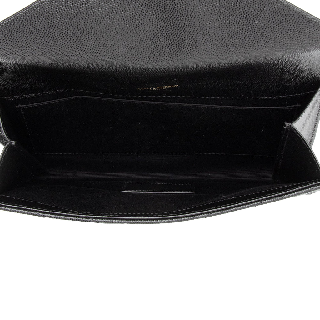 Saint Laurent Matelasse Grain de Poudre Monogram Envelope Pouch (SHF-nd3yFf)