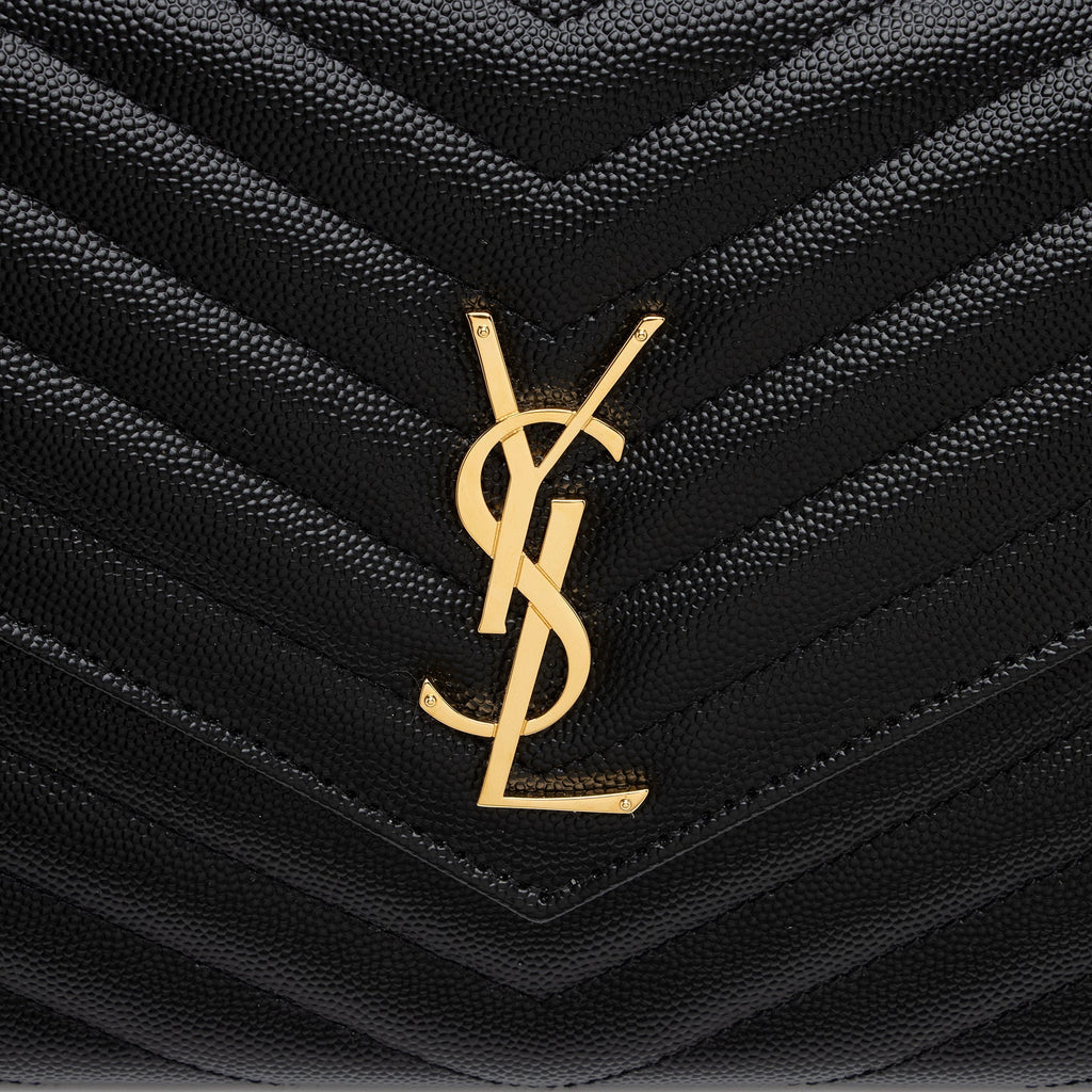 Saint Laurent Matelasse Grain de Poudre Monogram Envelope Pouch (SHF-nd3yFf)