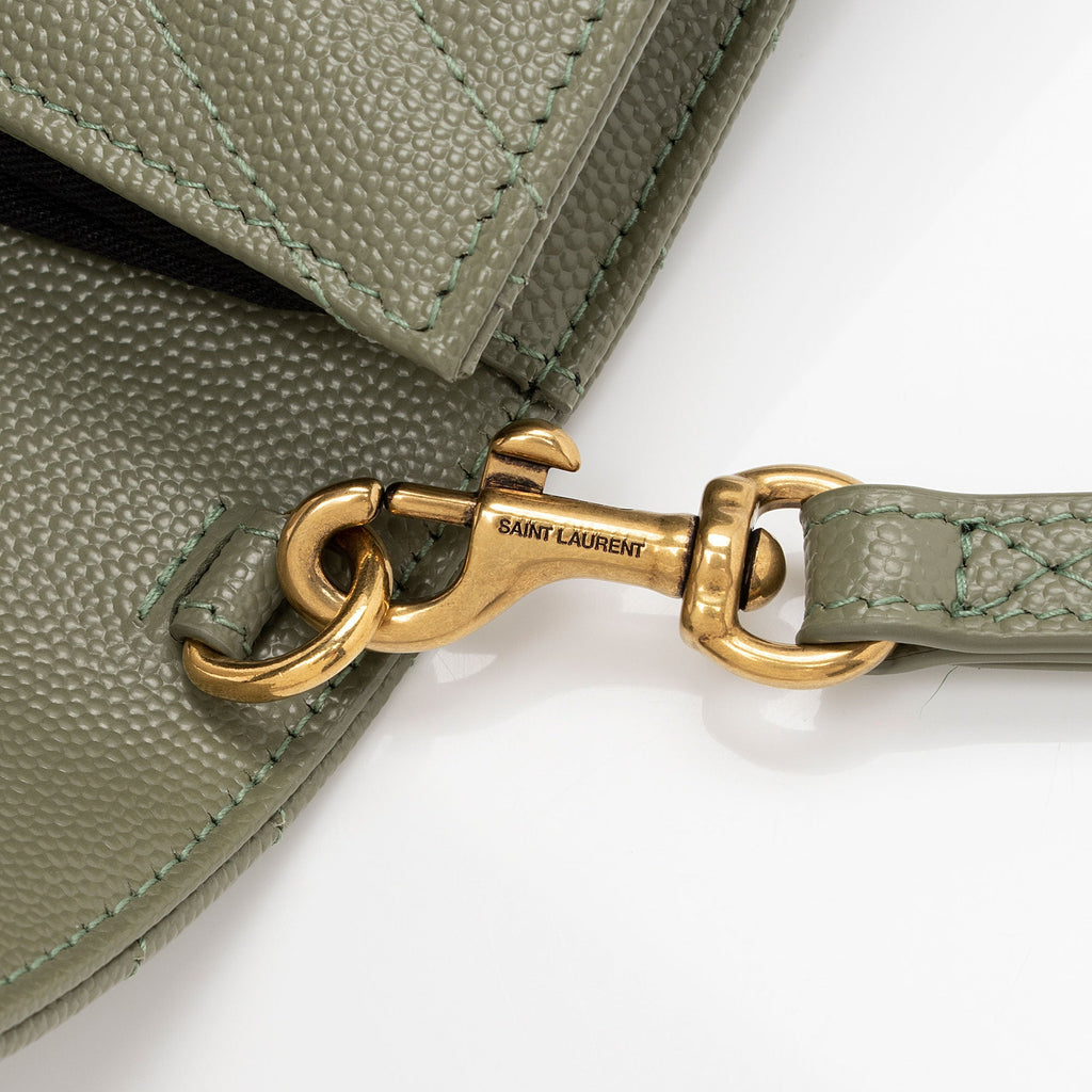 Saint Laurent Matelasse Grain de Poudre Monogram Envelope Pouch (SHF-H63Wlo)
