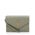 Saint Laurent Matelasse Grain de Poudre Monogram Envelope Pouch (SHF-H63Wlo)