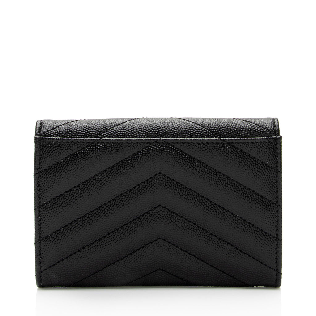 Saint Laurent Matelasse Grain de Poudre Monogram Envelope Small Wallet (SHF-IW3B5H)