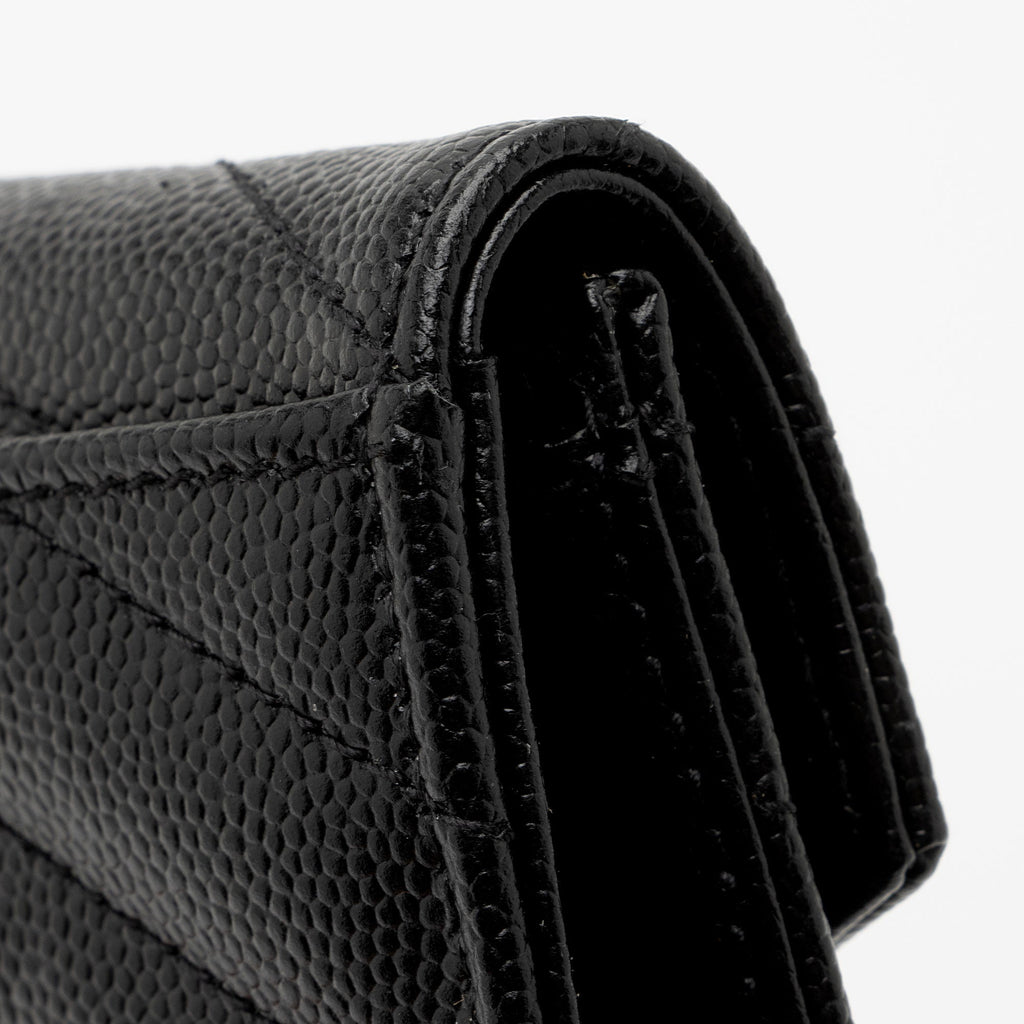Saint Laurent Matelasse Grain de Poudre Monogram Envelope Small Wallet (SHF-IW3B5H)