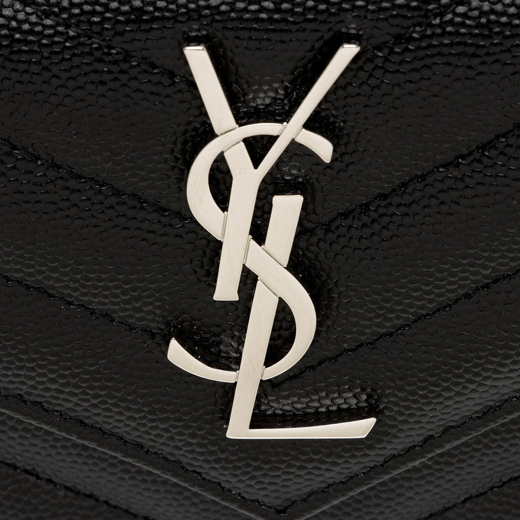 Saint Laurent Matelasse Grain de Poudre Monogram Envelope Small Wallet (SHF-IW3B5H)