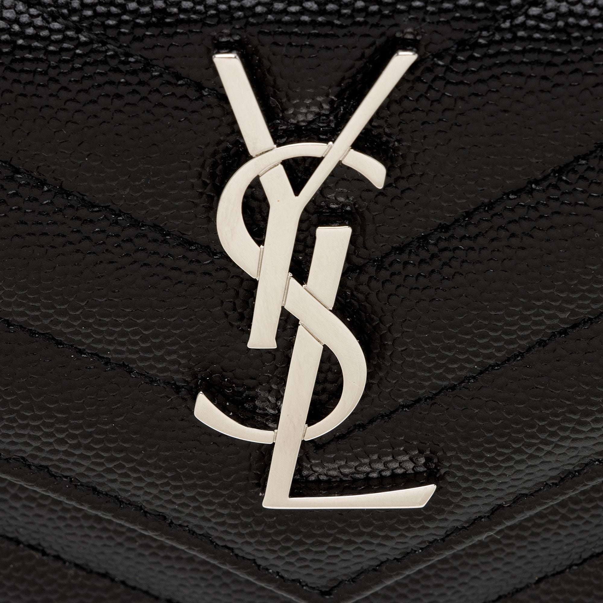 Saint Laurent Matelasse Grain de Poudre Monogram Envelope Small Wallet (SHF-IW3B5H)