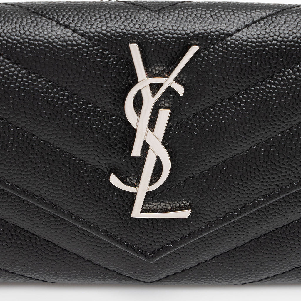 Saint Laurent Matelasse Grain de Poudre Monogram Envelope Small Wallet (SHF-zEUzOS)
