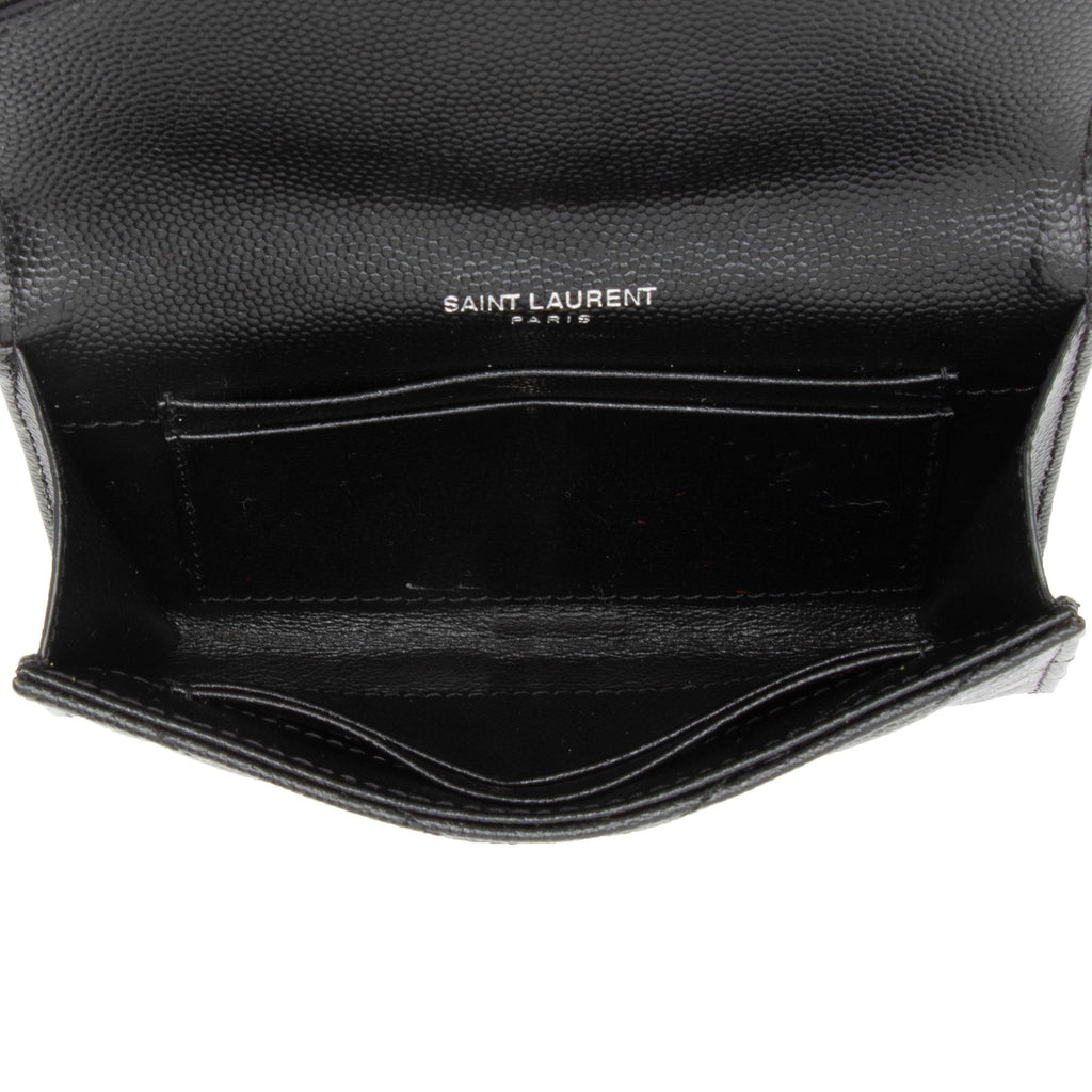 Saint Laurent Matelasse Grain de Poudre Monogram Envelope Small Wallet (SHF-zEUzOS)