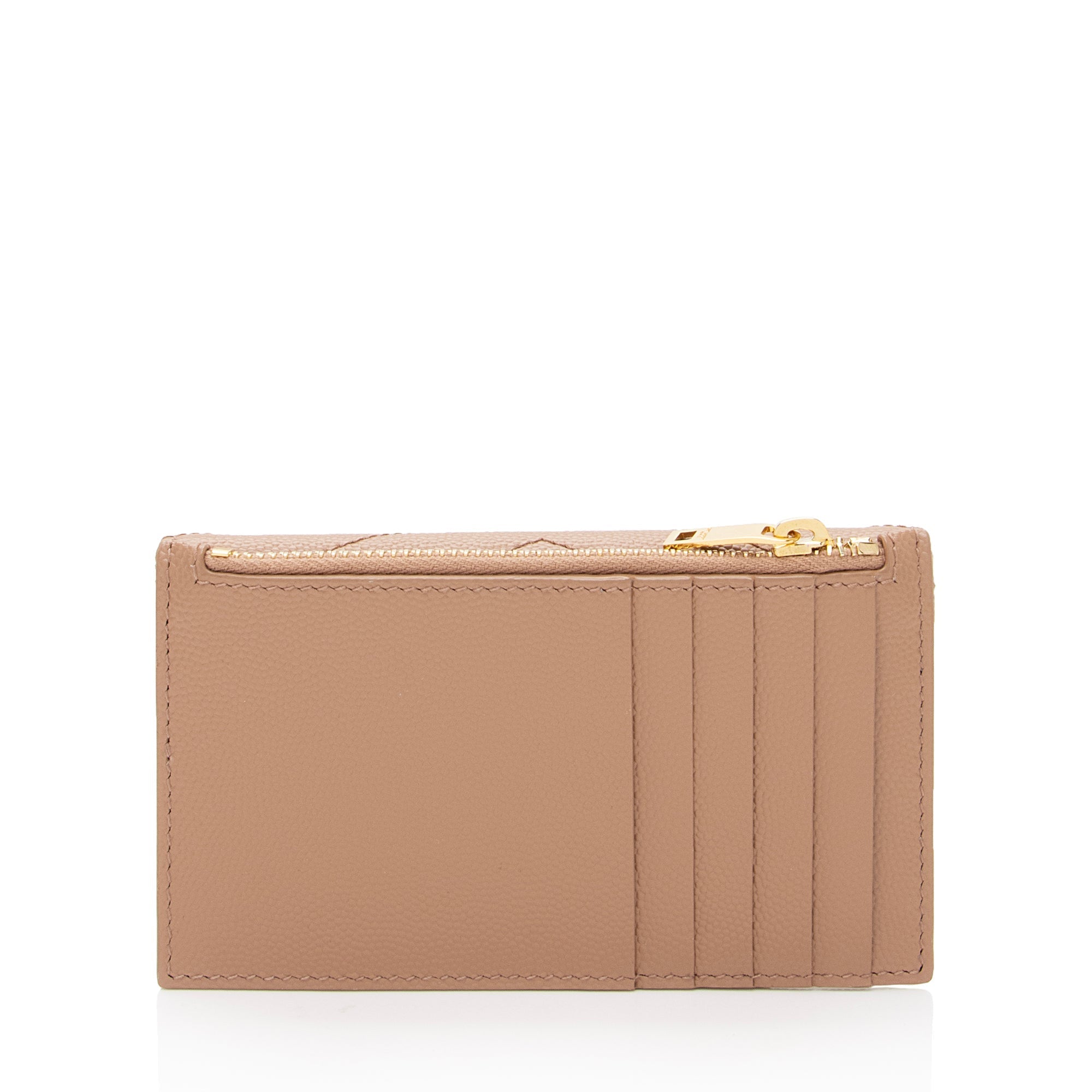 Saint Laurent Matelasse Grain de Poudre Monogram Fragments Flap Card Case (SHF-9N5wrw)