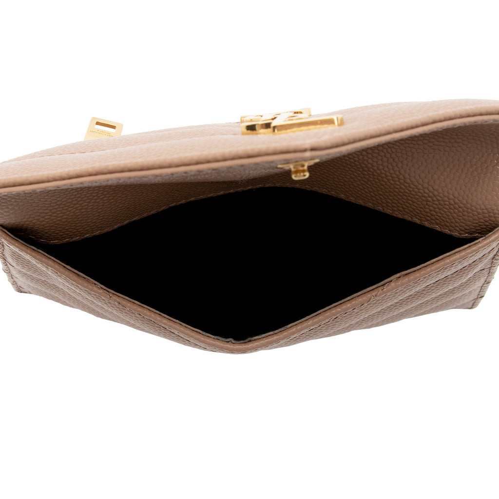 Saint Laurent Matelasse Grain de Poudre Monogram Fragments Flap Card Case (SHF-9N5wrw)