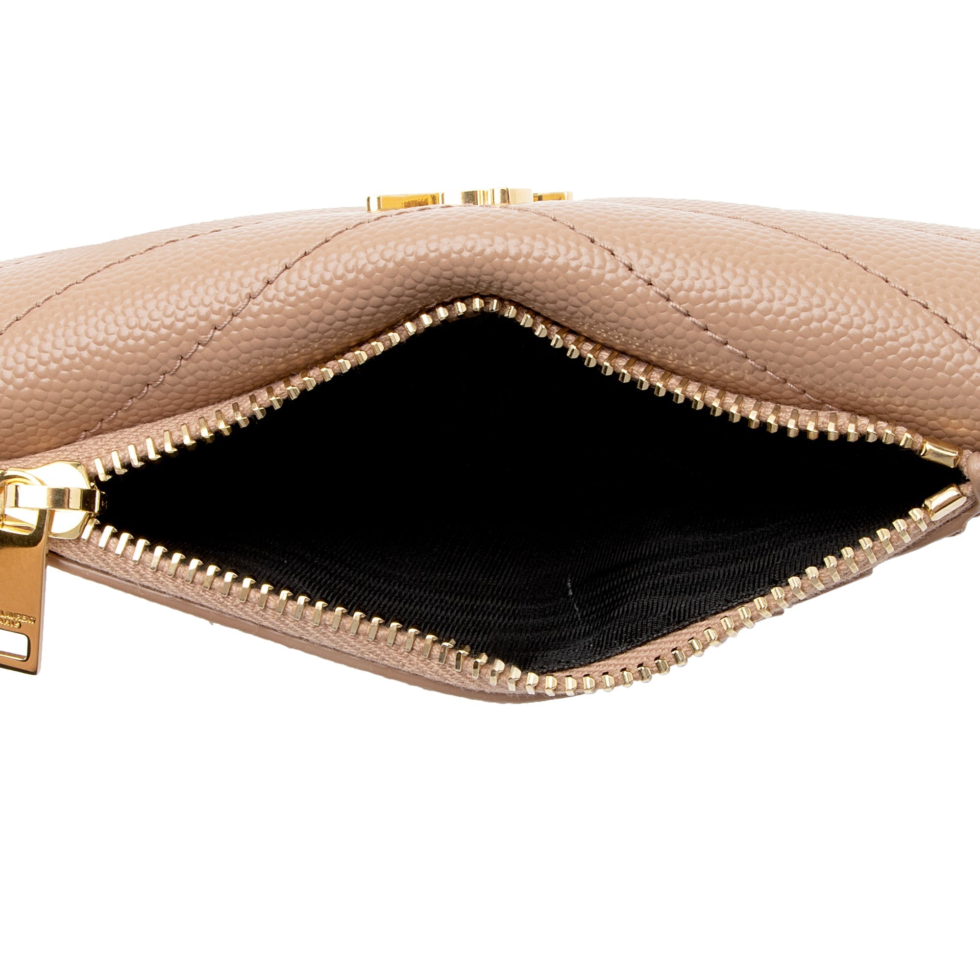 Saint Laurent Matelasse Grain de Poudre Monogram Fragments Flap Card Case (SHF-9N5wrw)