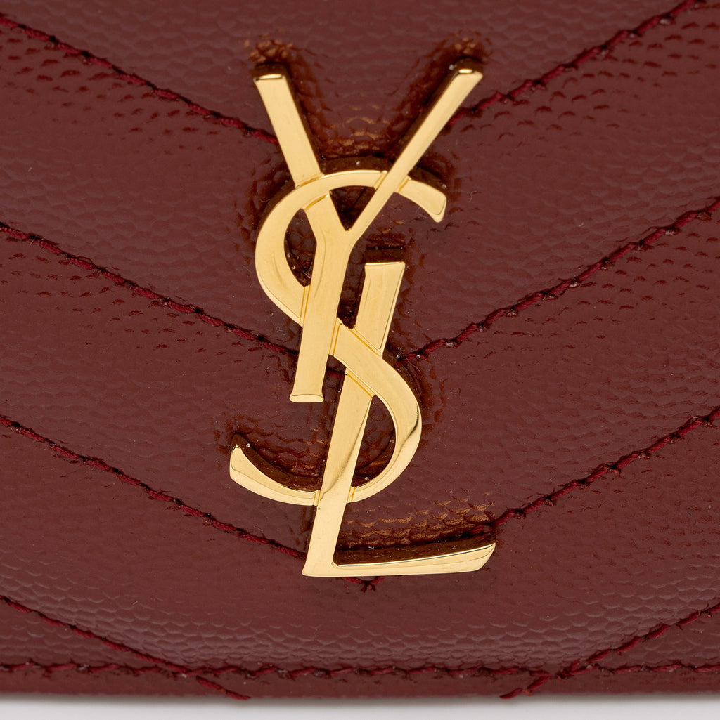 Saint Laurent Matelasse Grain de Poudre Monogram Fragments Zipper Card Case (SHF-xj3XtJ)
