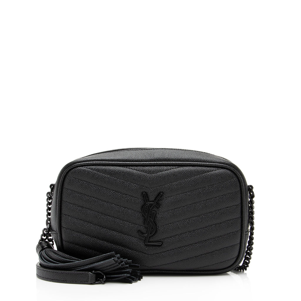Saint Laurent Matelasse Grain de Poudre Monogram Lou Mini Camera Bag (SHF-1WB10U)