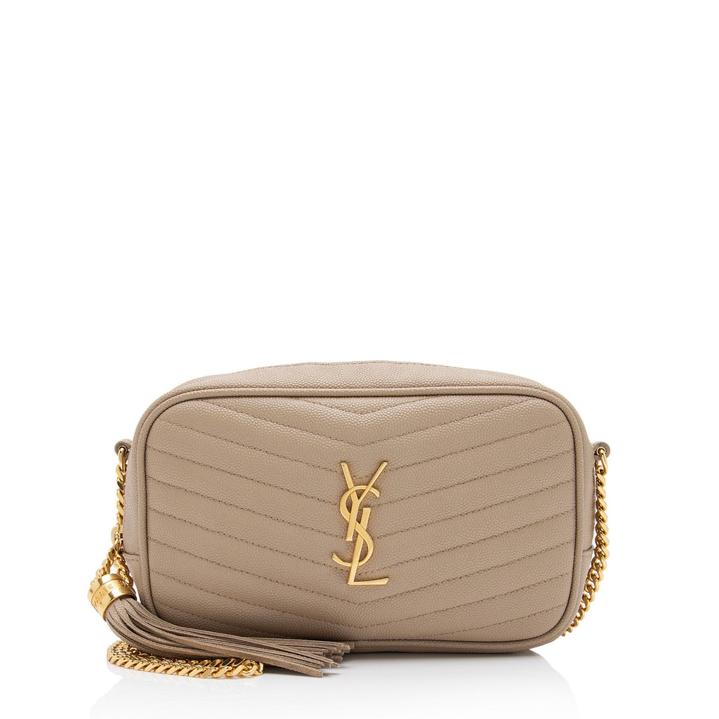 Saint Laurent Matelasse Grain de Poudre Monogram Lou Mini Camera Bag (SHF-T7Shs9)