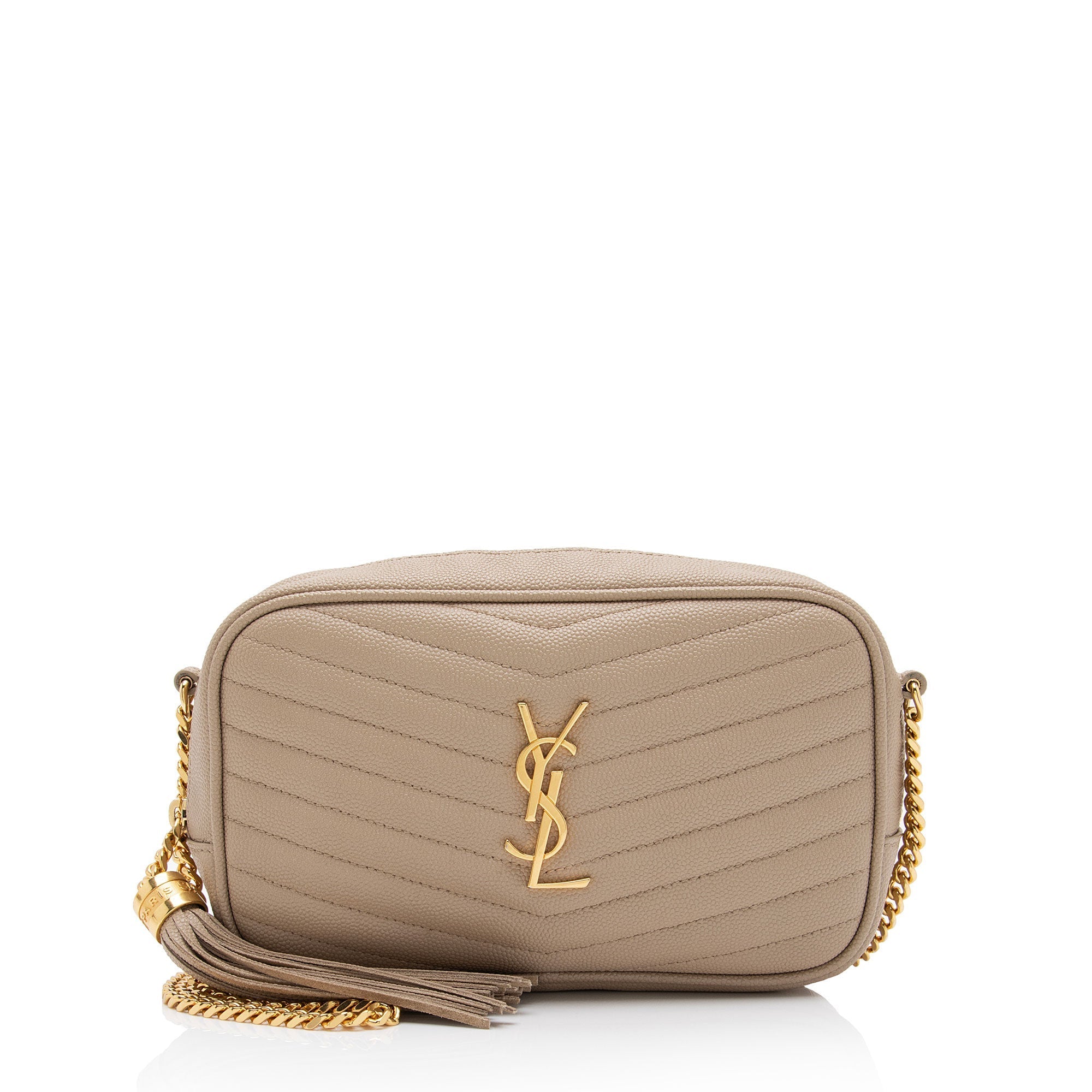 Saint Laurent Matelasse Grain de Poudre Monogram Lou Mini Camera Bag (SHF-T7Shs9)