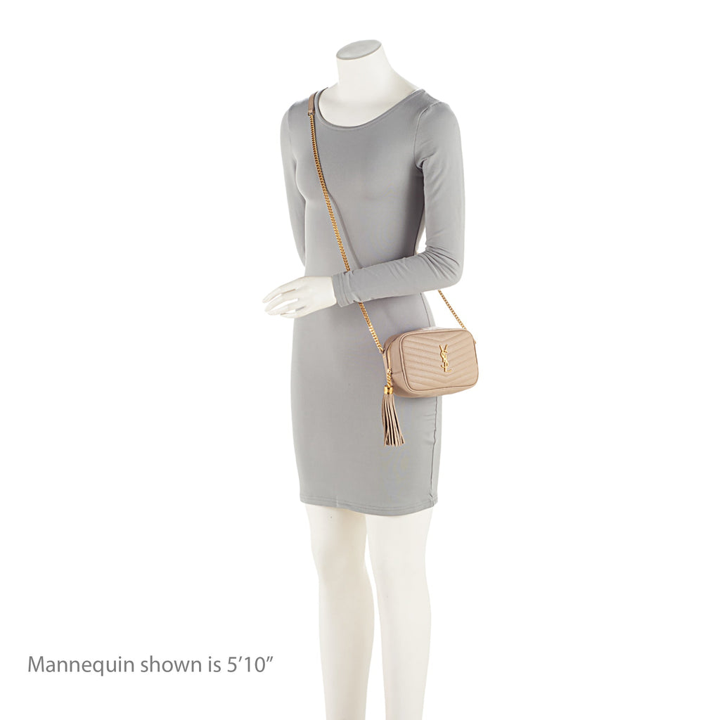 Saint Laurent Matelasse Grain de Poudre Monogram Lou Mini Camera Bag (SHF-T7Shs9)