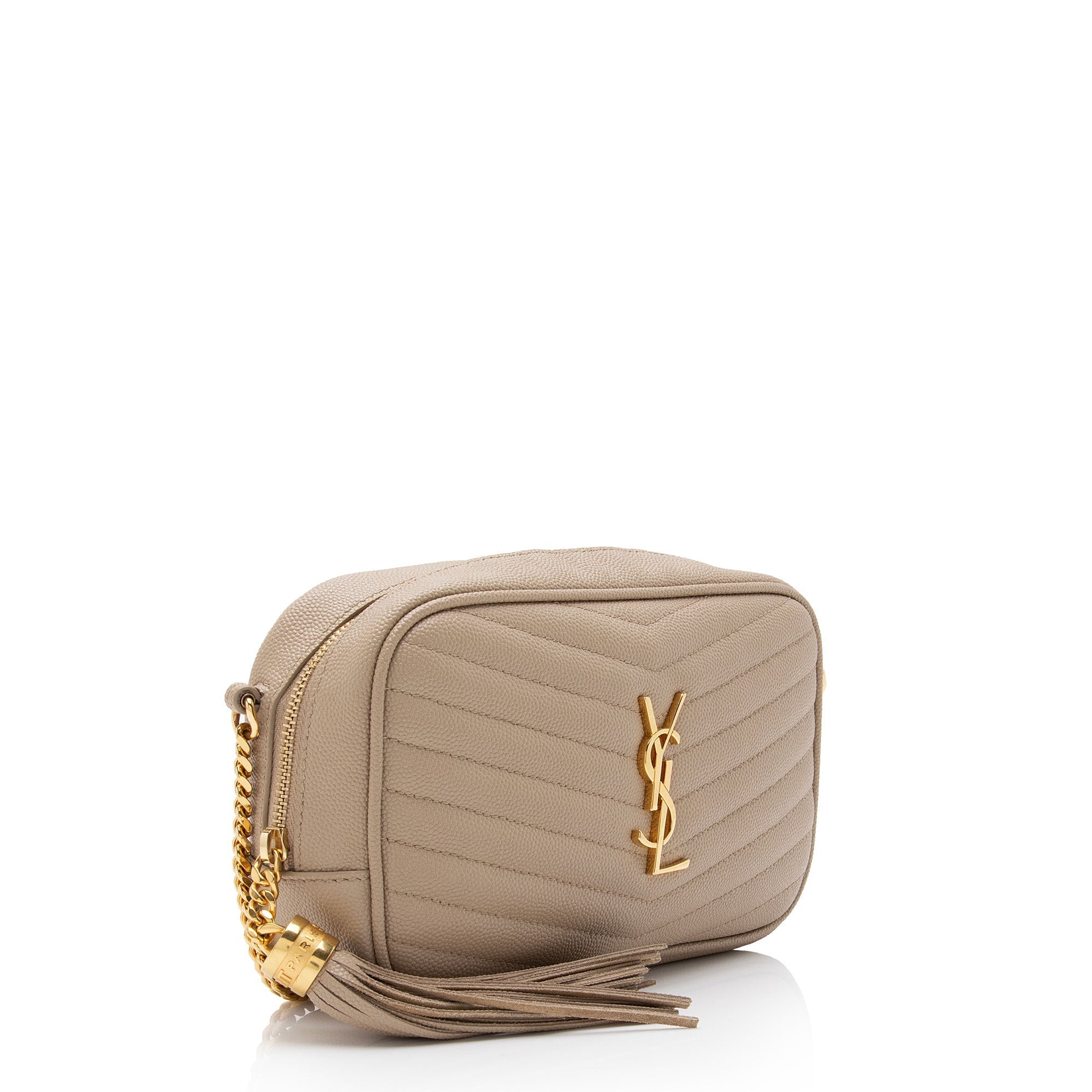 Saint Laurent Matelasse Grain de Poudre Monogram Lou Mini Camera Bag (SHF-T7Shs9)