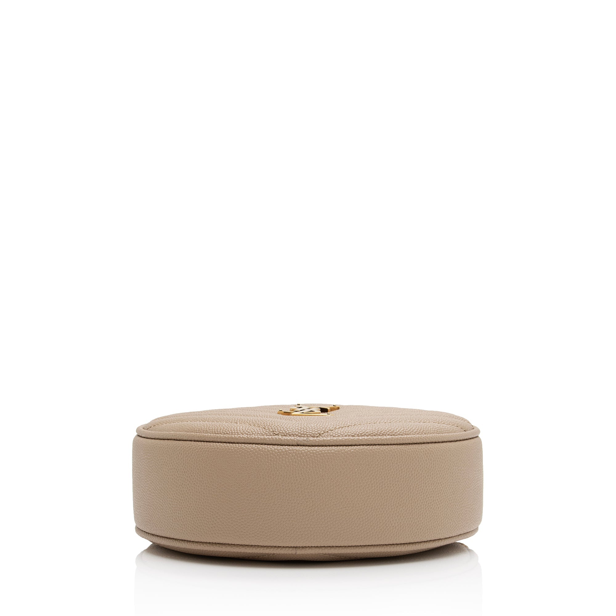 Saint Laurent Matelasse Grain de Poudre Monogram Vinyle Round Camera Bag (SHF-Z2Rbux)