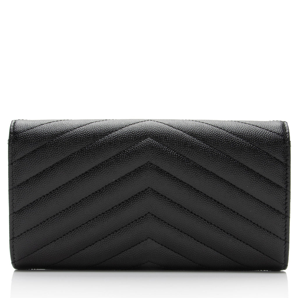 Saint Laurent Matelasse Grain de Poudre Monogram Wallet (SHF-RqA2Ig)