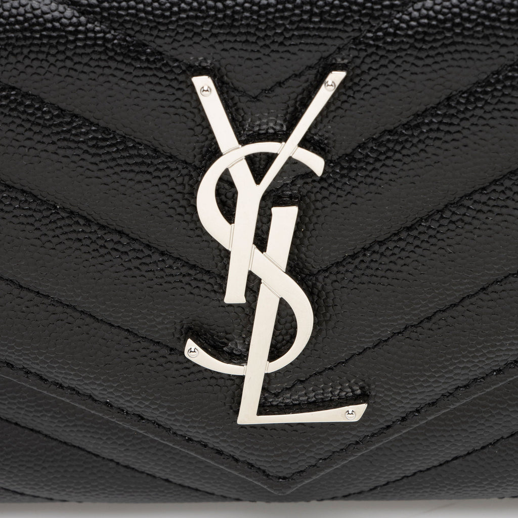 Saint Laurent Matelasse Grain de Poudre Monogram Wallet (SHF-RqA2Ig)