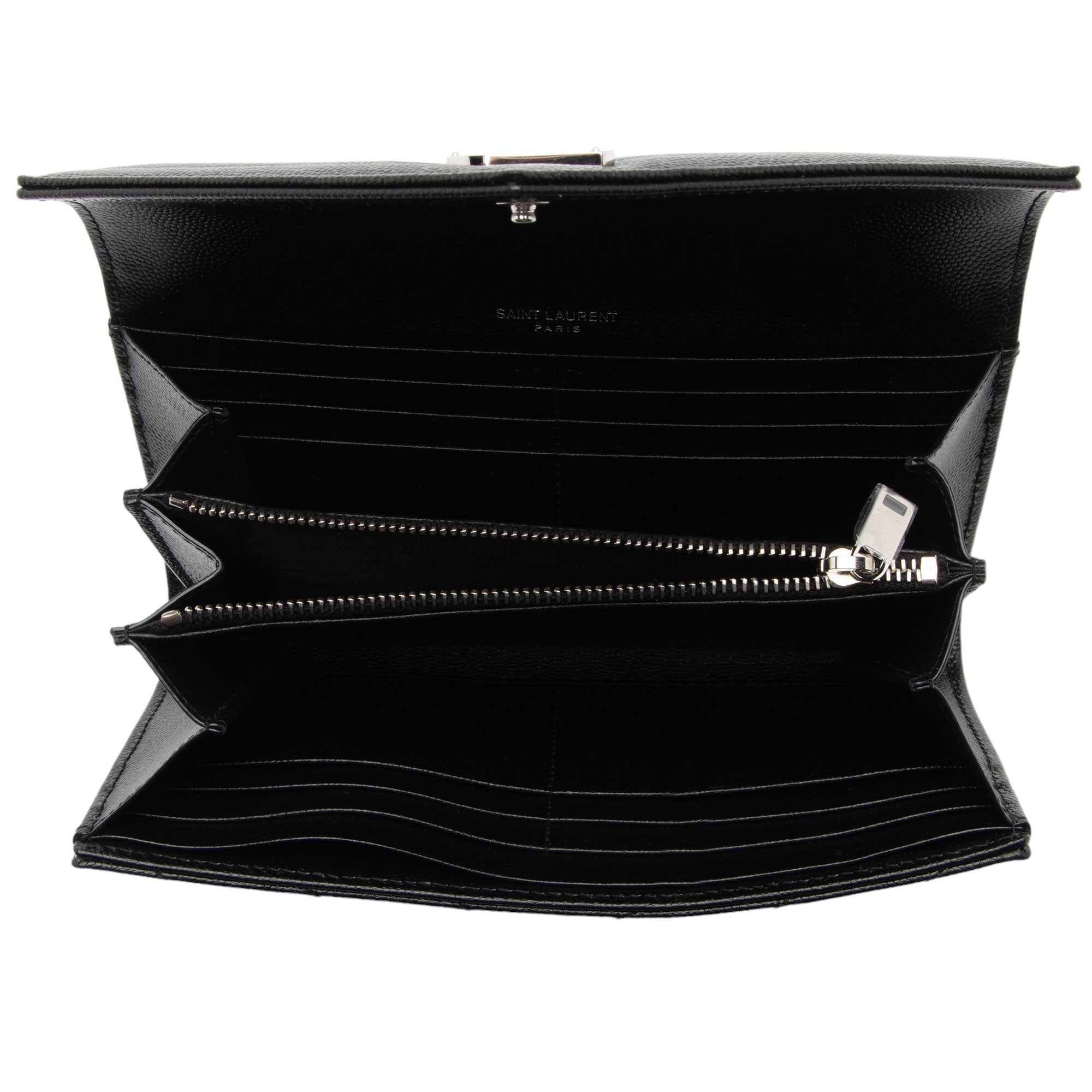 Saint Laurent Matelasse Grain de Poudre Monogram Wallet (SHF-RqA2Ig)