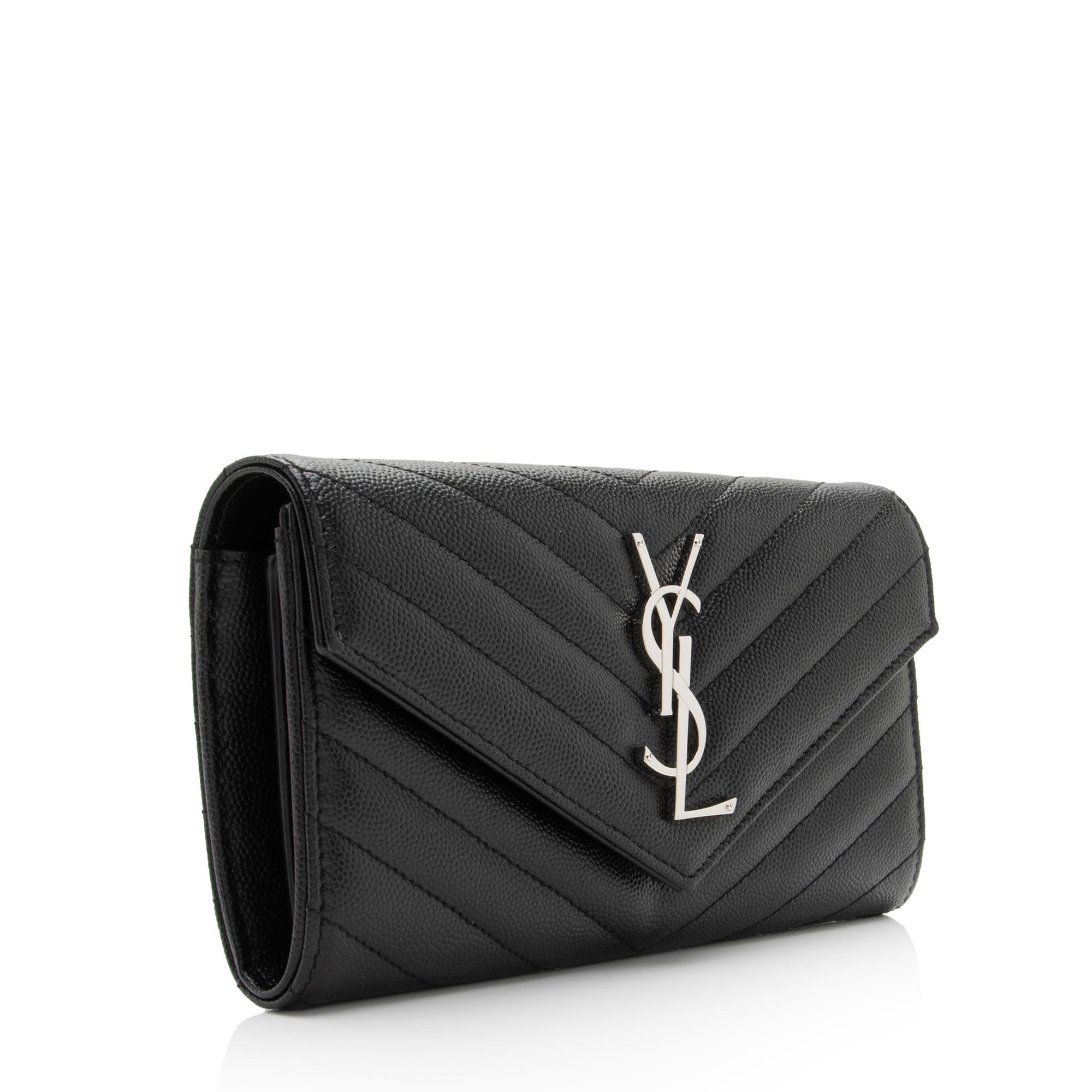 Saint Laurent Matelasse Grain de Poudre Monogram Wallet (SHF-RqA2Ig)