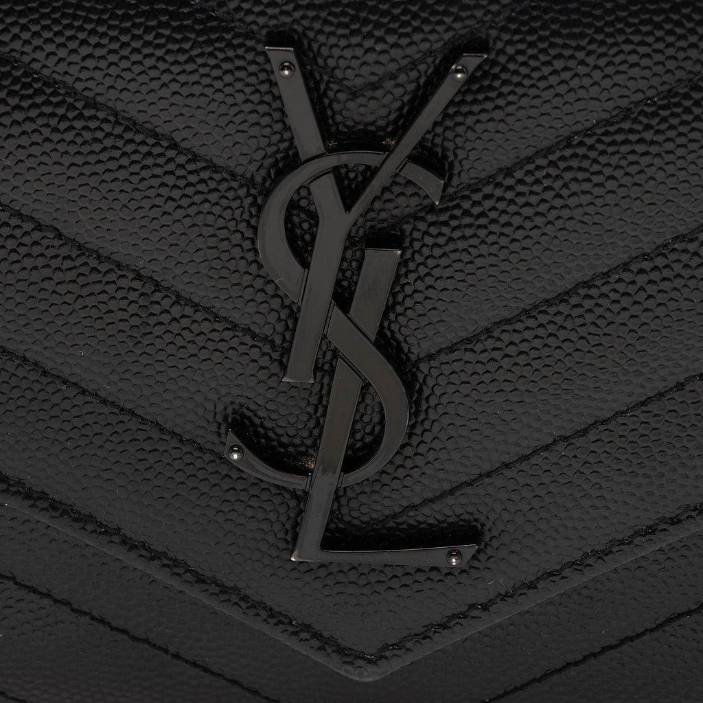 Saint Laurent Matelasse Grain de Poudre Monogram Wallet (SHF-XsSTMO)
