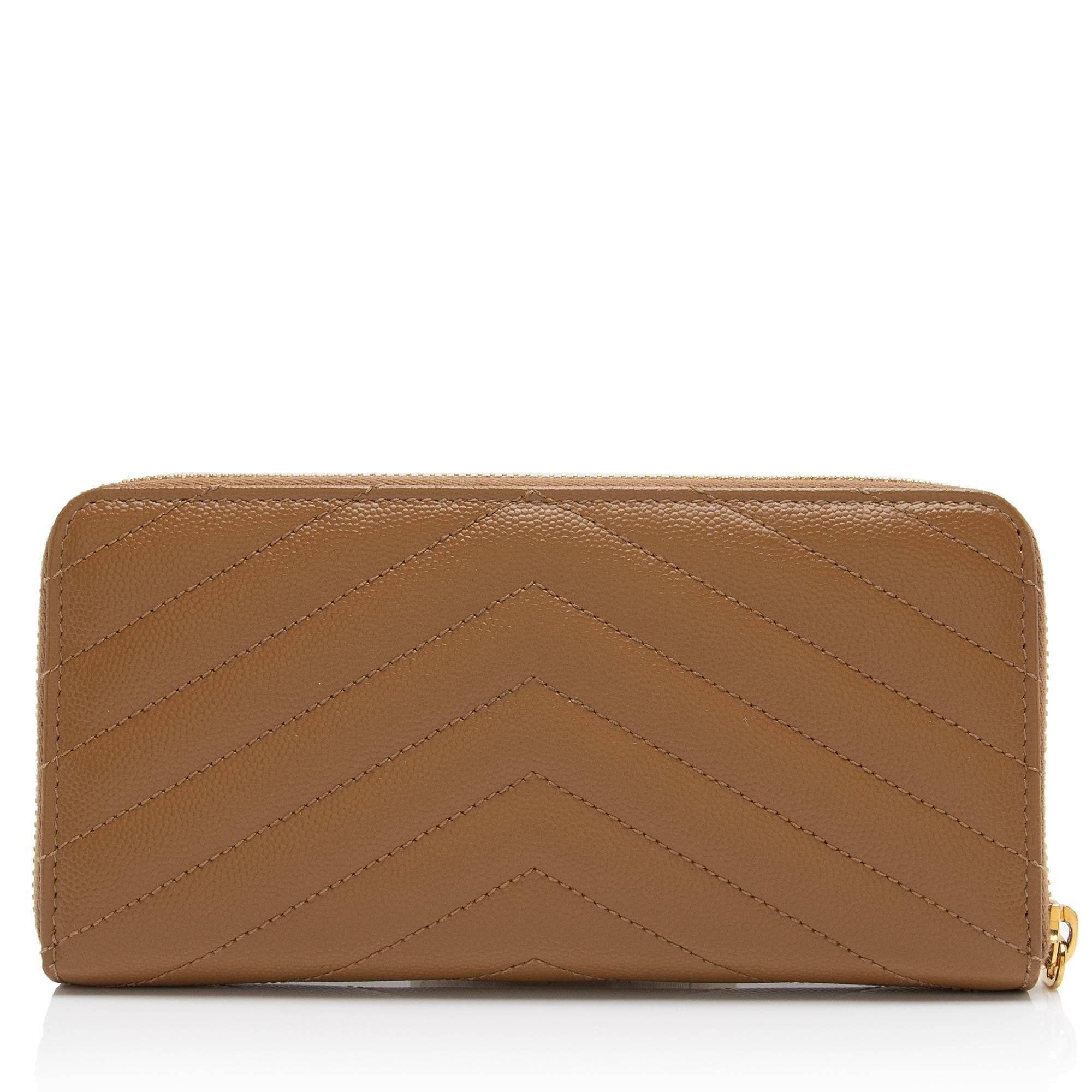 Saint Laurent Matelasse Grain de Poudre Monogram Zip Around Wallet (SHF-ZFHCDK)