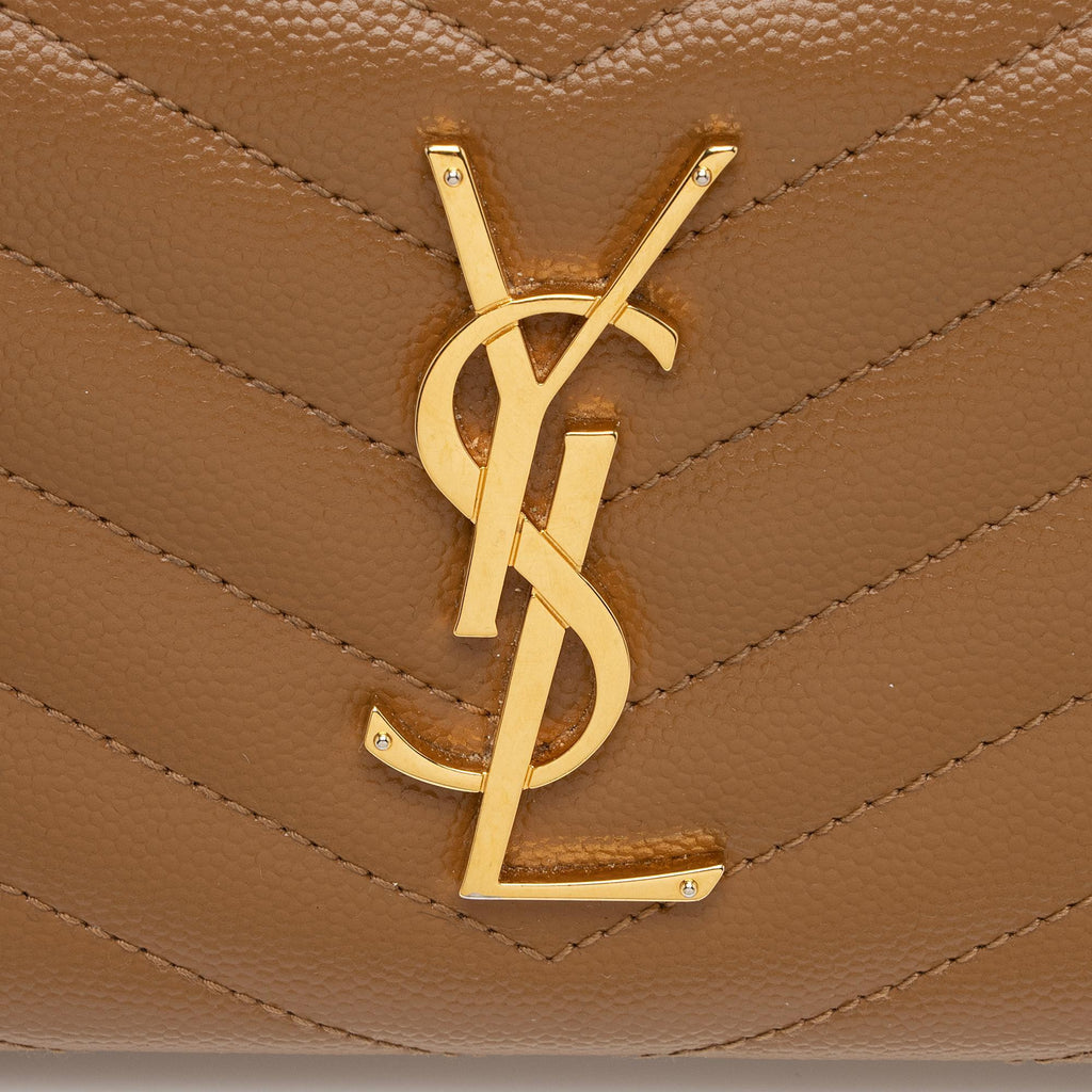 Saint Laurent Matelasse Grain de Poudre Monogram Zip Around Wallet (SHF-ZFHCDK)